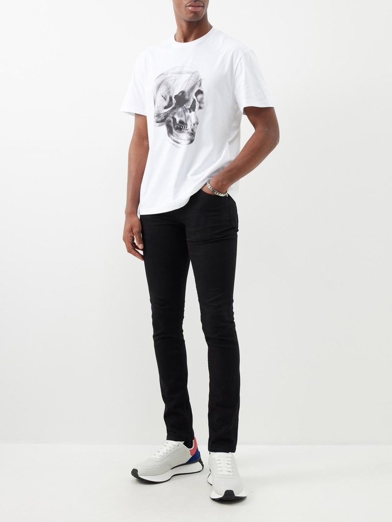 Alexander McQueen o1w1db10725 Dragonfly Skull T-Shirt in White Size US XXL / EU 58 / 5 - 4 Thumbnail