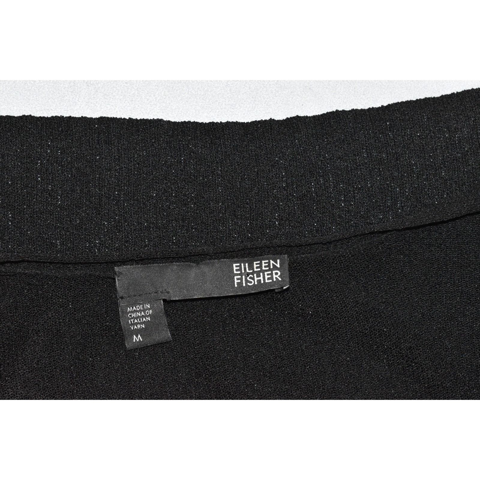 Eileen Fisher EILEEN FISHER Black Viscose Long Open Front Cardigan Size M Size M / US 6-8 / IT 42-44 - 4 Thumbnail