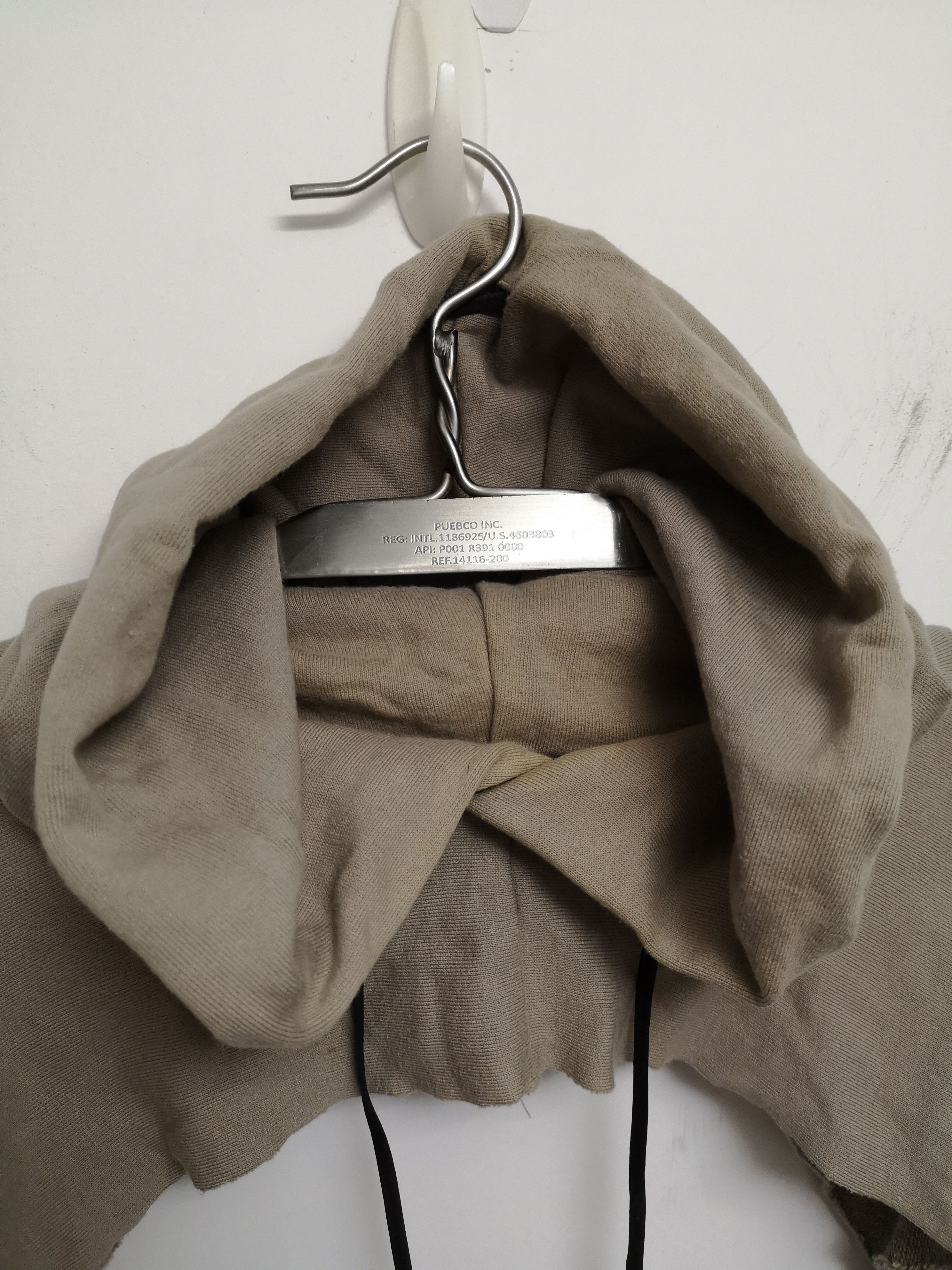 Attachment × Japanese Brand Dusty Sand Cotton Loop Back Swestshirt Hooded Sleeves Scarf Size ONE SIZE - 5 Thumbnail
