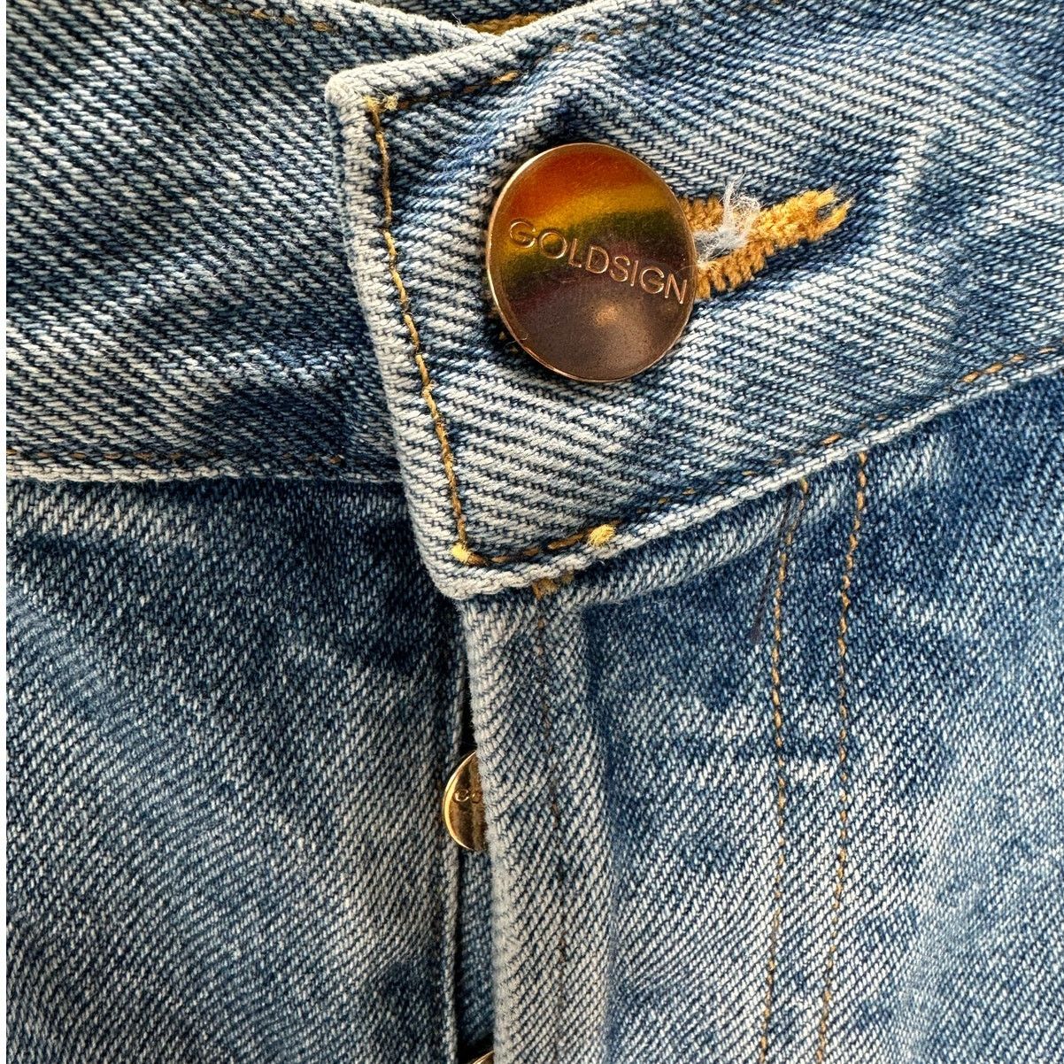 GOLDSIGN Goldsign Med Lt Wash Straight Leg Button Fly Denim Jeans 31 Size 31" - 6 Thumbnail