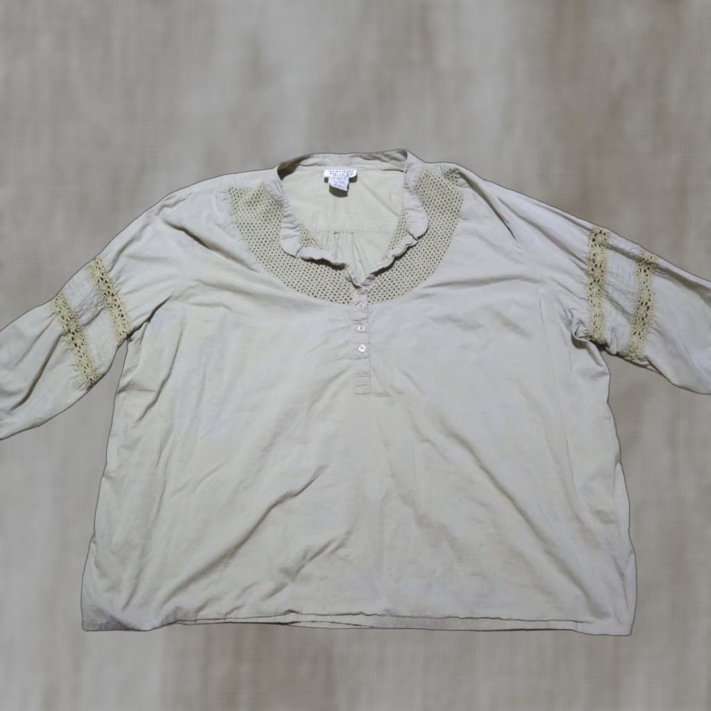 Vintage VINTAGE Mainstreet Blues Shirt Blouse - Tan Brown Plus Size 4X Womens Short Sleeve Top Size XXL / US 16-18 / IT 52-54 - 1 Thumbnail