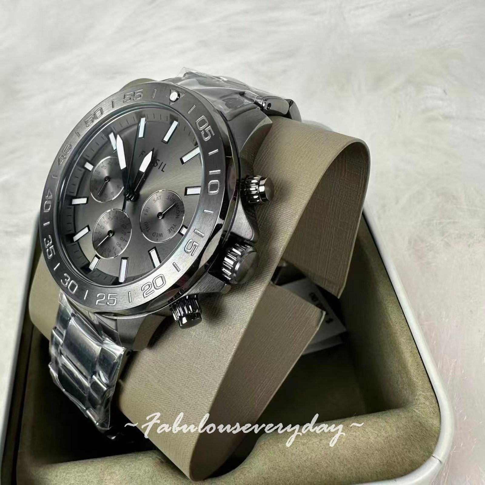 Fossil Fossil Men Bannon Multifunction Smoke Stainless Steel Watch Size ONE SIZE - 2 Thumbnail