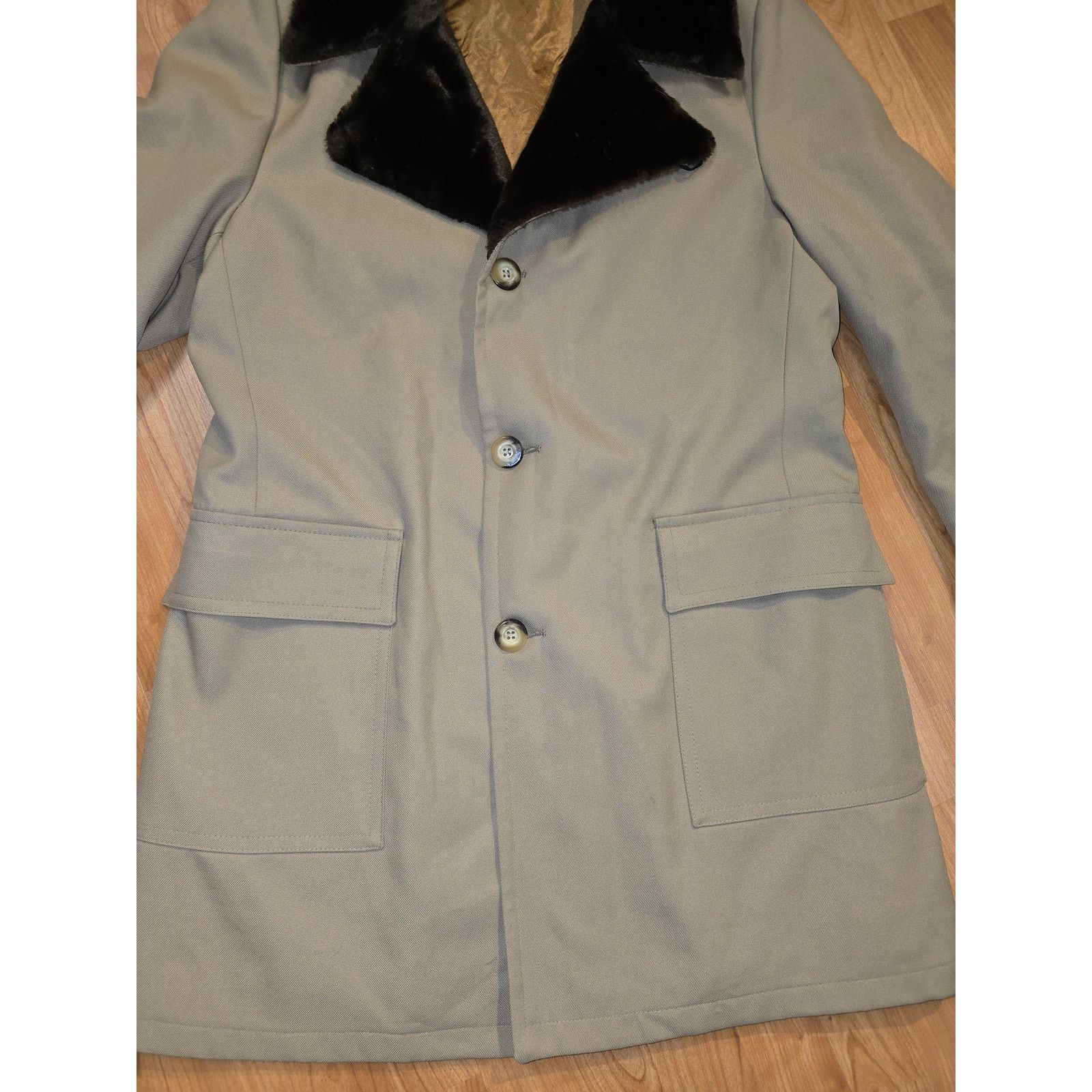 Sears Vintage Sears Overcoat 70s Faux Fur Collar 42 Reg Tan Jacket Size US L / EU 52-54 / 3 - 2 Thumbnail