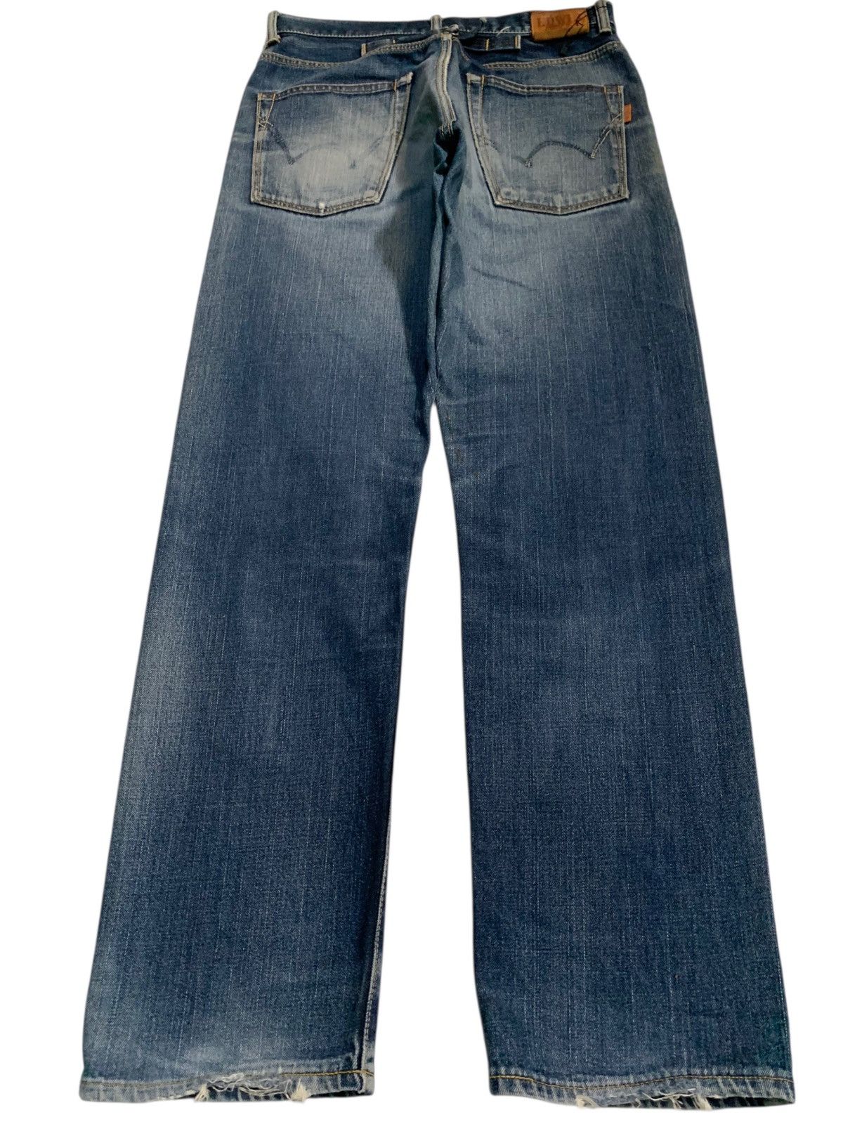 VINTAGE EDWIN 505Z SELVEDGE BUCKLE BACK DISTRESSED DENIM