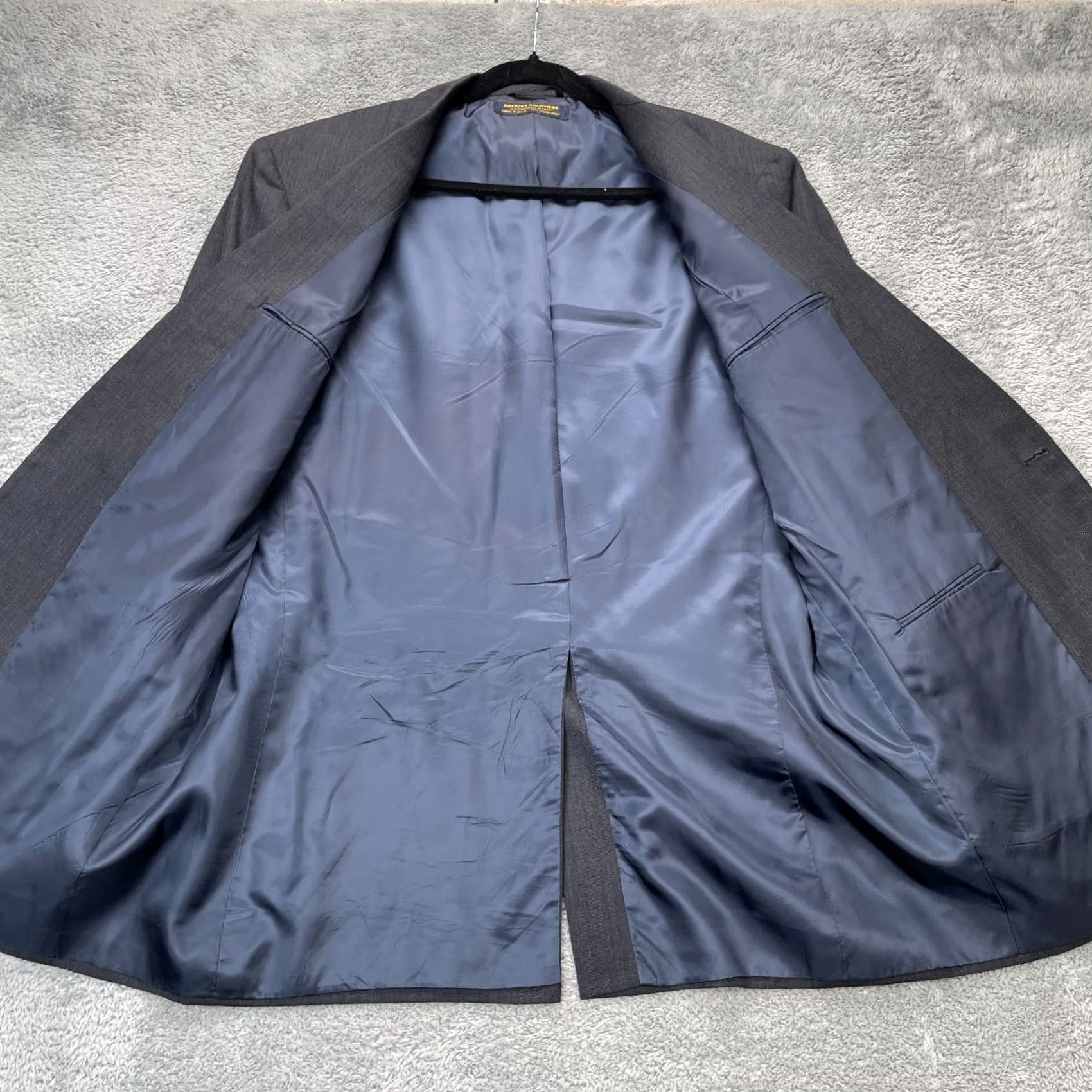 Brooks Brothers Vintage Brooks Brothers Suit Mens 43 Gray Notch Lapel Single Breasted 2 Piece Wool USA Coat Jacket Full Set Clothing Size 46R - 3 Thumbnail