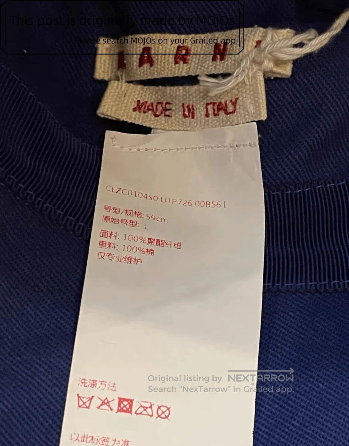 Marni Sz L Marni Flece Logo Stitches Bucket Hat. Size ONE SIZE - 4 Thumbnail