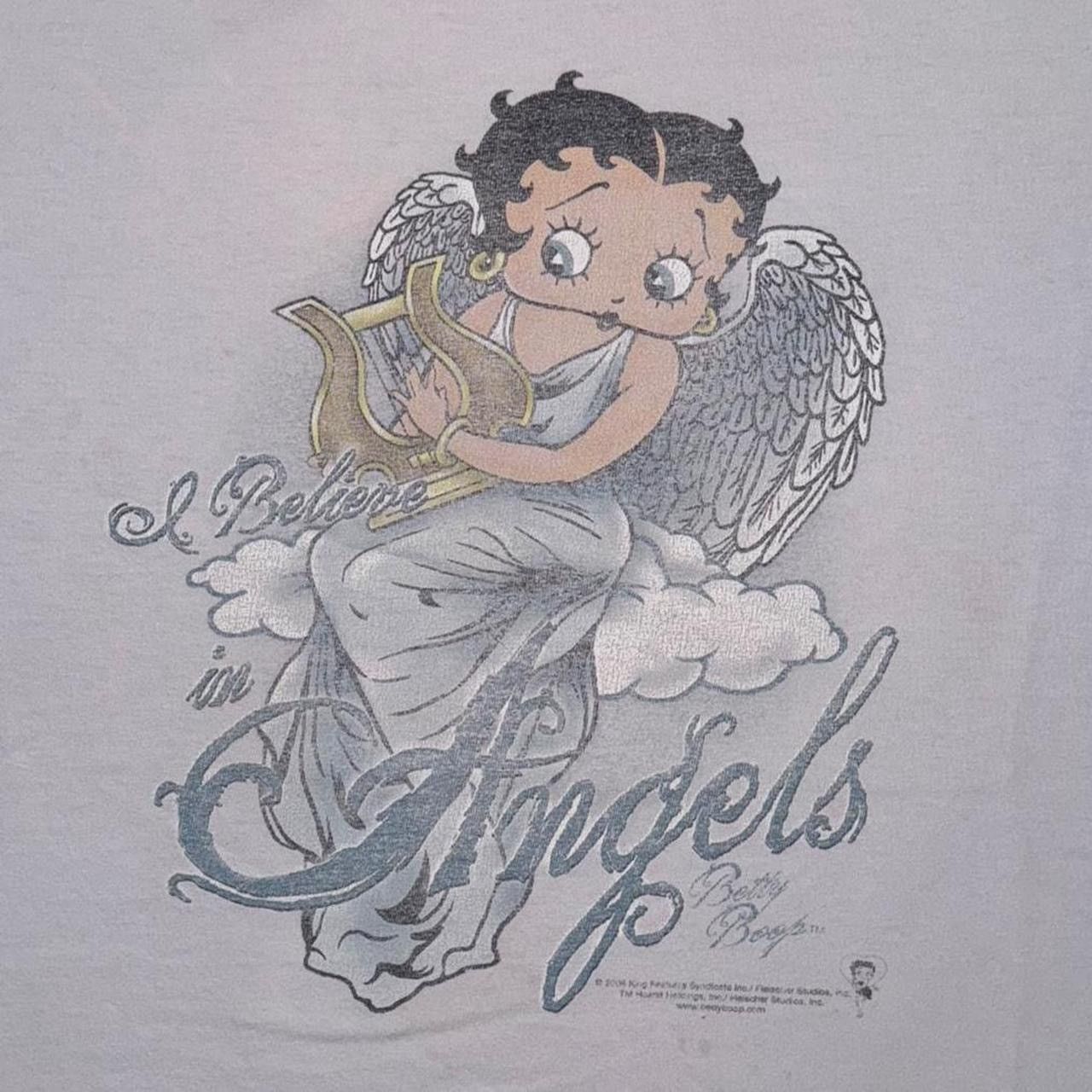 Vintage 2008 Betty Boop ‘I Believe In Angels’ Cartoon Pinup Tee Size US L / EU 52-54 / 3 - 3 Thumbnail