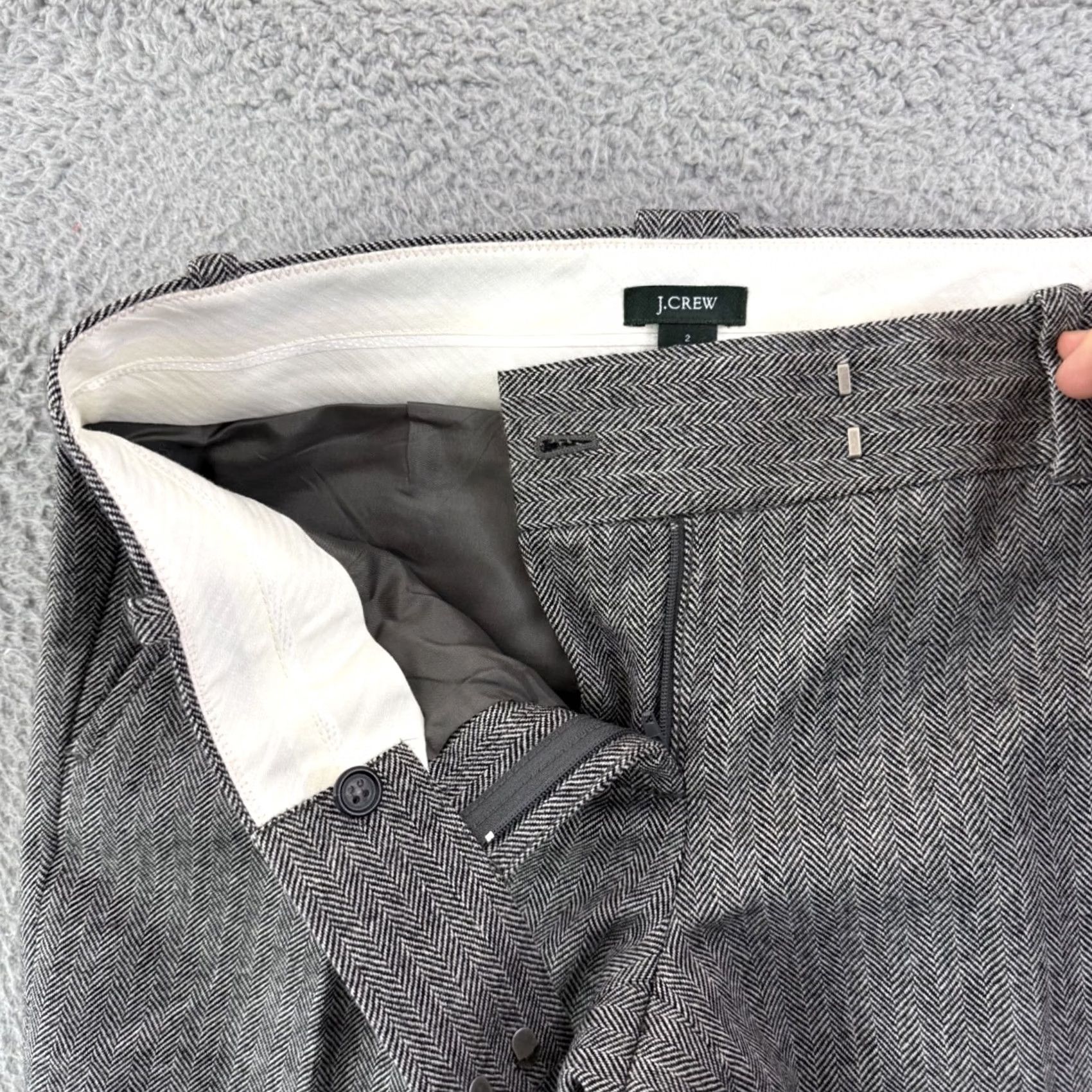 J.Crew J.Crew Dress Pants Womens 2 Gray Wool Herringbone Pleated City Fit Business Size 26" / US 2 / IT 38 - 4 Thumbnail