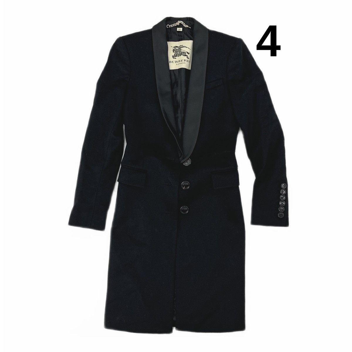Burberry black wool and cashmere satin-lapel evening coat Size XS / US 0-2 / IT 36-38 - 1 Thumbnail