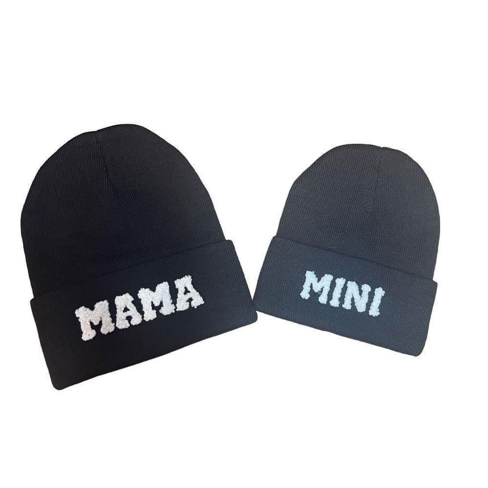Other Mama And Mini Chenille Letter Black Beanie Hat Set Brand New Size ONE SIZE - 1 Thumbnail