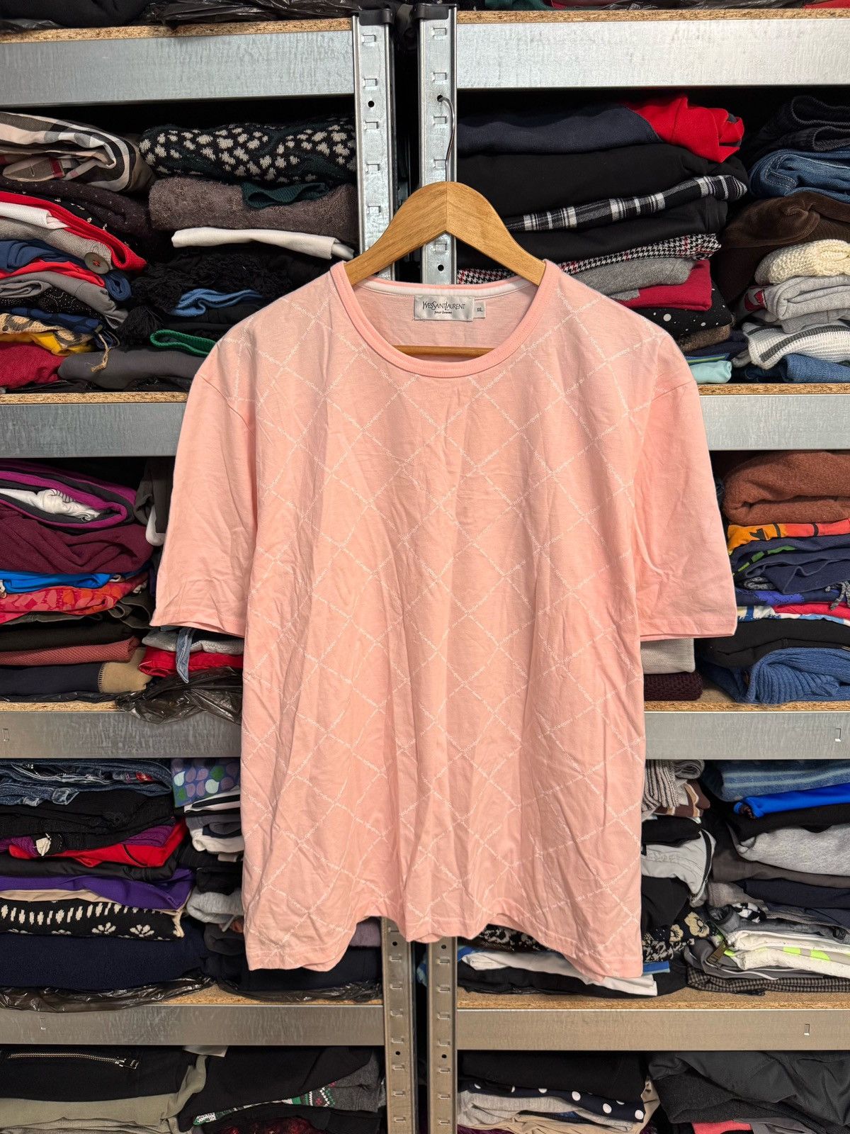 Yves Saint Laurent Yves Saint Laurent Full Monogram YSL Pink Jersey T Shirt Size US XXL / EU 58 / 5 - 1 Thumbnail