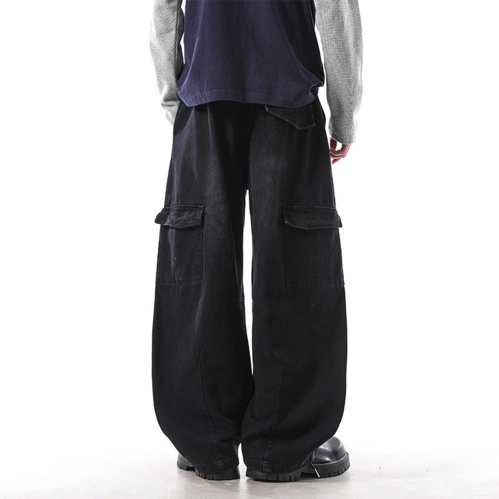 Vintage Black Wide Leg Cargo Pants, Baggy Fit Size US 30 / EU 46 - 4 Thumbnail