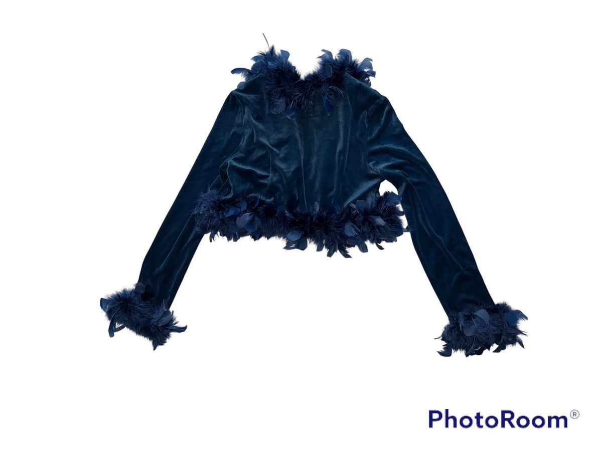 Miu Miu Blue velvet crop with feathers trim 🦚🦕 Size M / US 6-8 / IT 42-44 - 9 Thumbnail