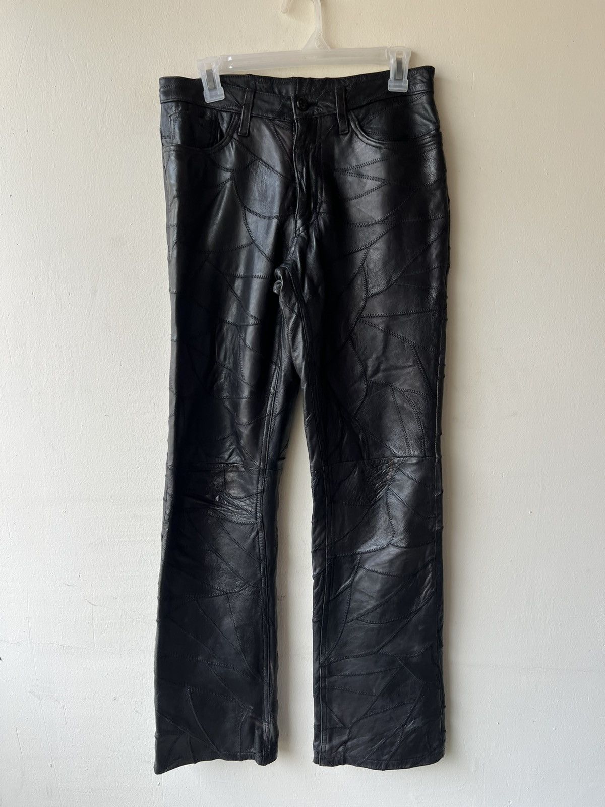 Leather Vintage DOMON HOMME Japan Patchwork Sheepskin Leather Jeans Size US 29 - 2 Thumbnail