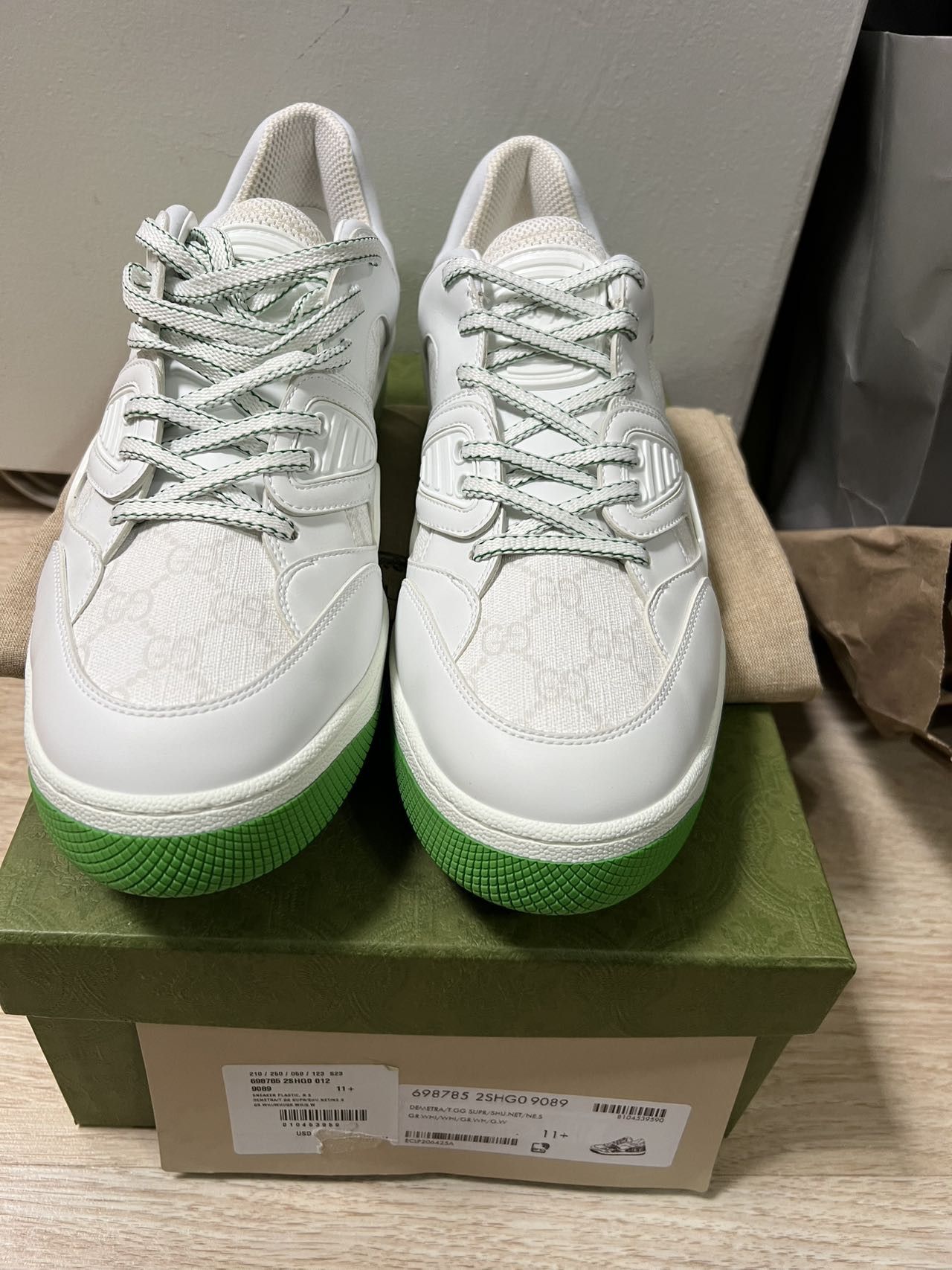 Gucci MEN Gucci Basket Low White Demetra Green Size US 12 / EU 45 - 5 Thumbnail
