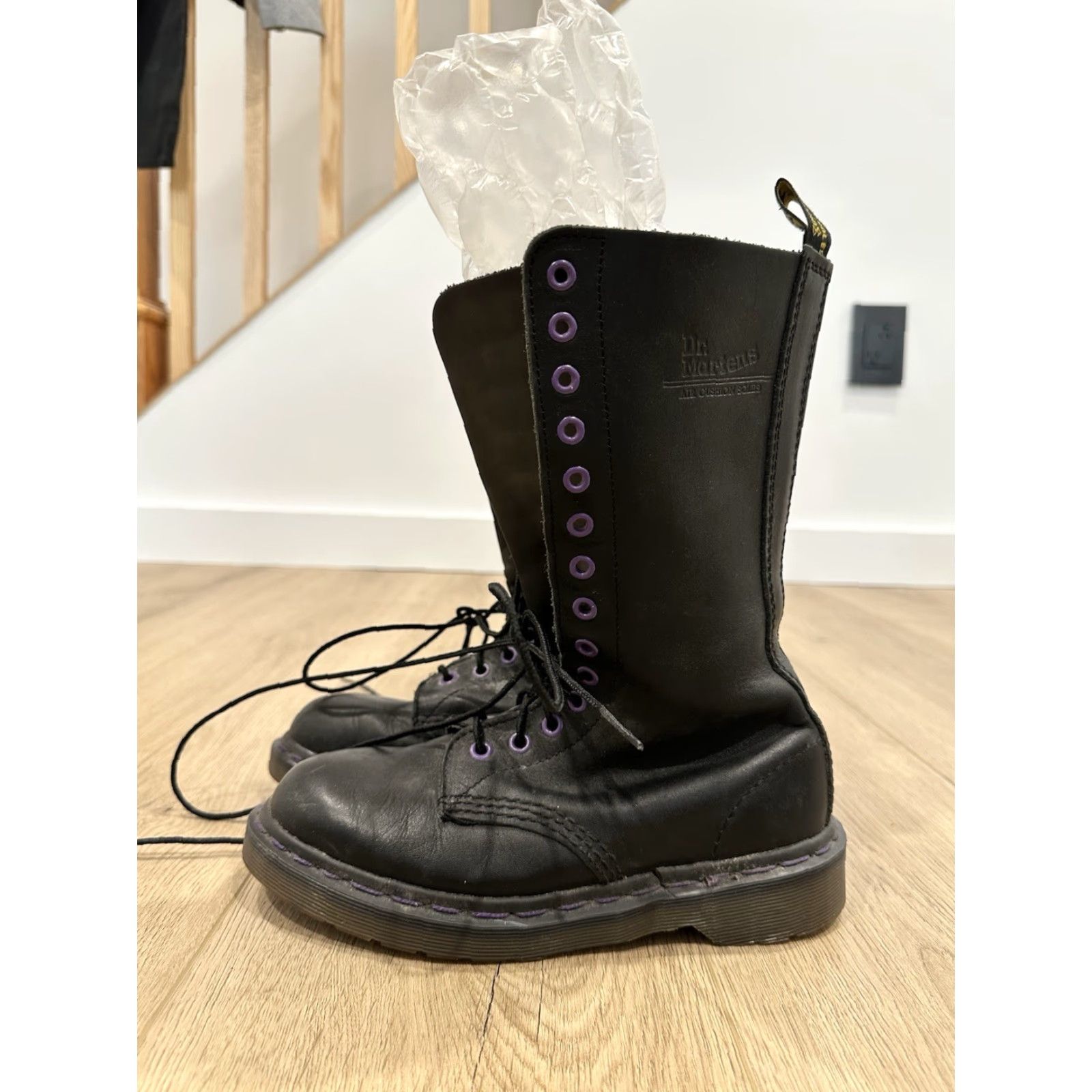 Dr. Martens Dr. Martens 14 Eye Boots Women Black Leather Combat UK 4 Mid-Calf Leather Lining Rubber Sole Size US 4 / IT 34 - 5 Thumbnail