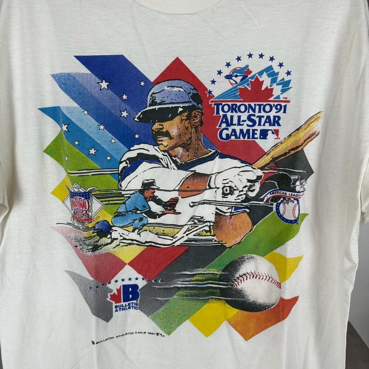 MLB × Vintage 1991 MLB Toronto All Star Game Promo Bulletin Athletic Tee Size US XL / EU 56 / 4 - 7 Thumbnail
