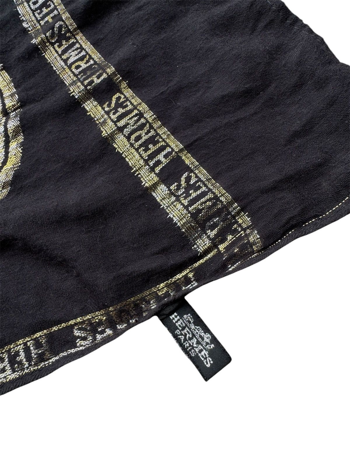 Hermes Hermes Paris Black Silk Scarf Size ONE SIZE - 7 Thumbnail