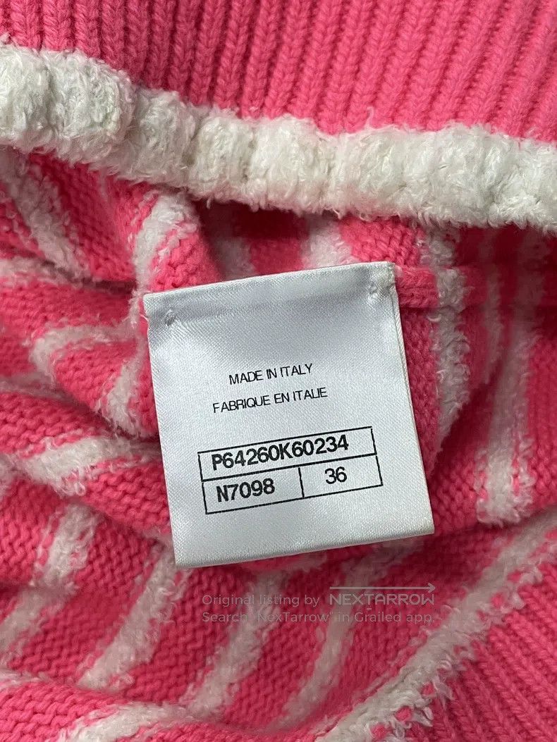 Chanel Chanel Pink striped knitted top with short sleeves Size XS / US 0-2 / IT 36-38 - 6 Thumbnail