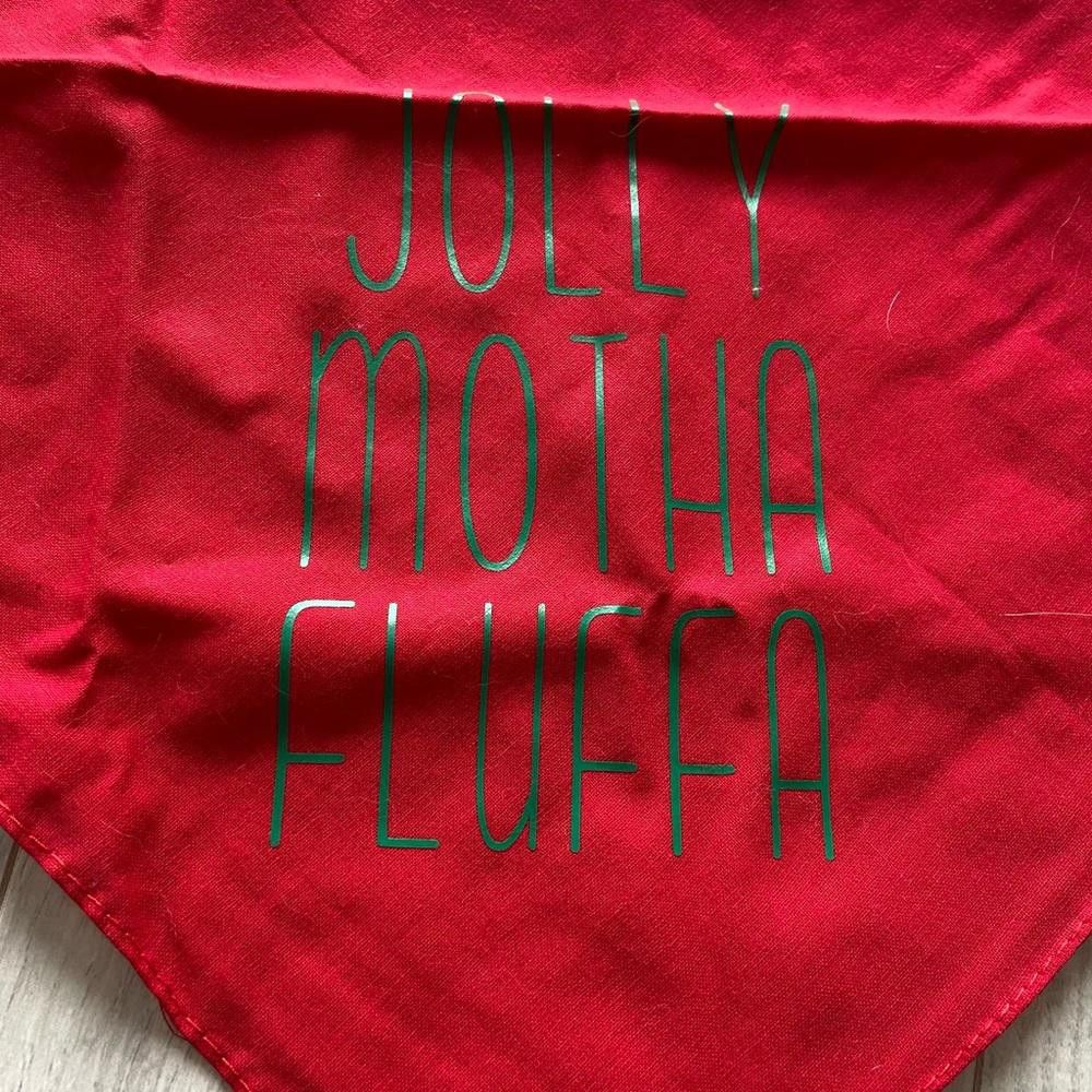 Designer Red Jolly Motha Fluffer Christmas Dog Bandana Size ONE SIZE - 4 Thumbnail