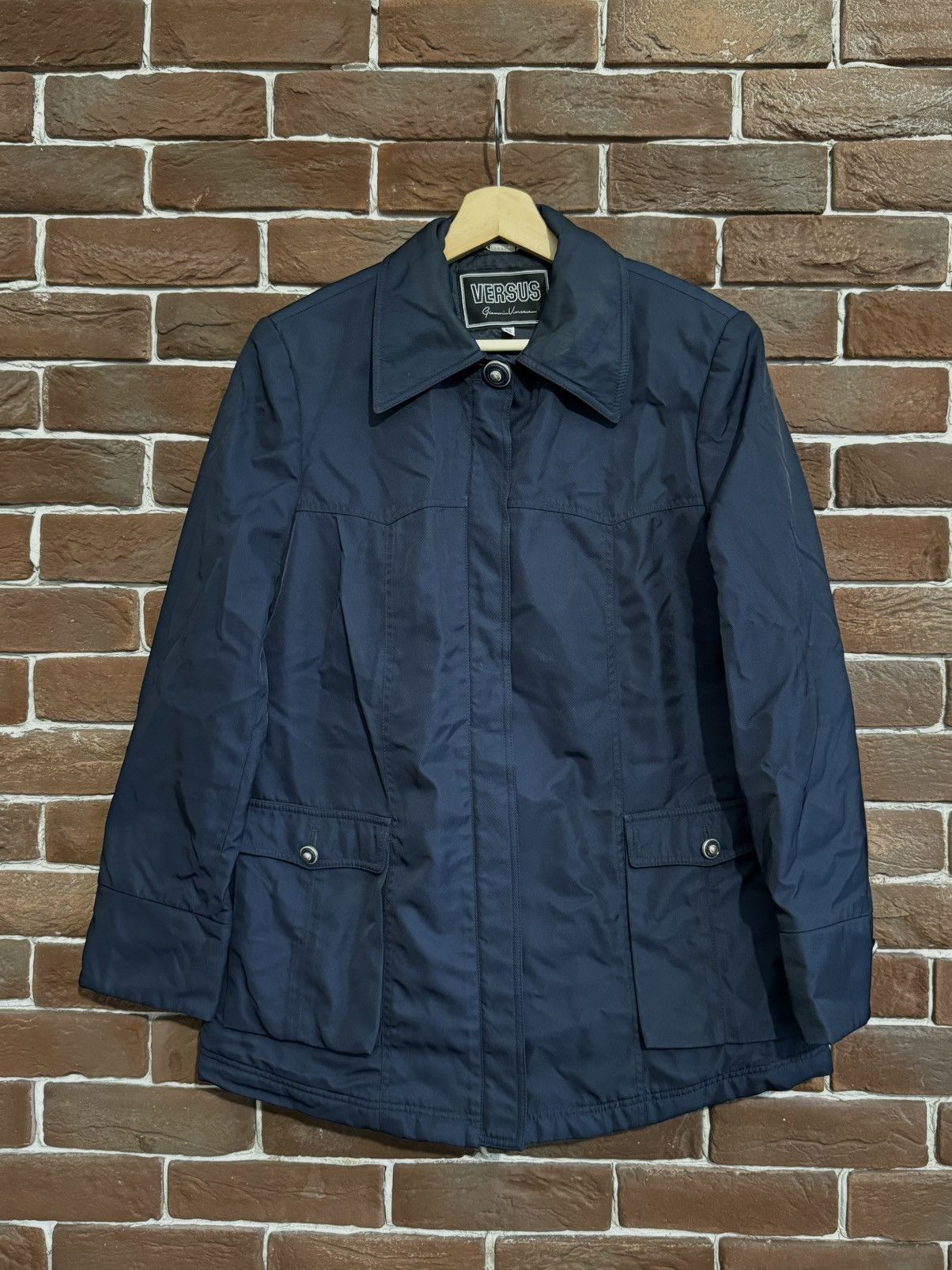 Versace 90s Gianni VERSACE Versus COUTURE Nylon Coat Jacket 42 Navy Size M / US 6-8 / IT 42-44 - 1 Thumbnail