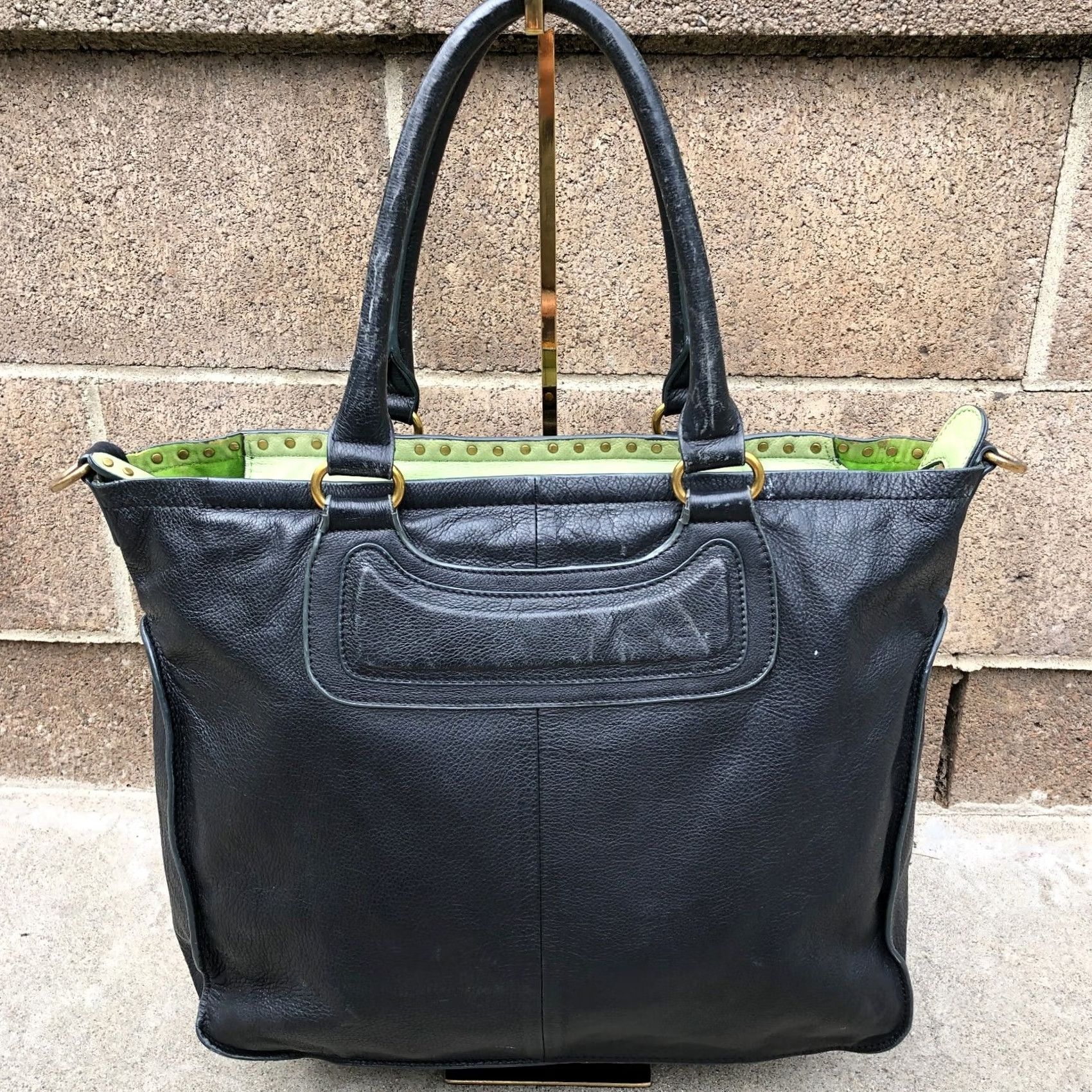 Vintage LIEBESKIND BERLIN Rena Stud Bowler Purse Satchel Black Leather Shoulder Bag Women Designer Bag Size ONE SIZE - 2 Thumbnail