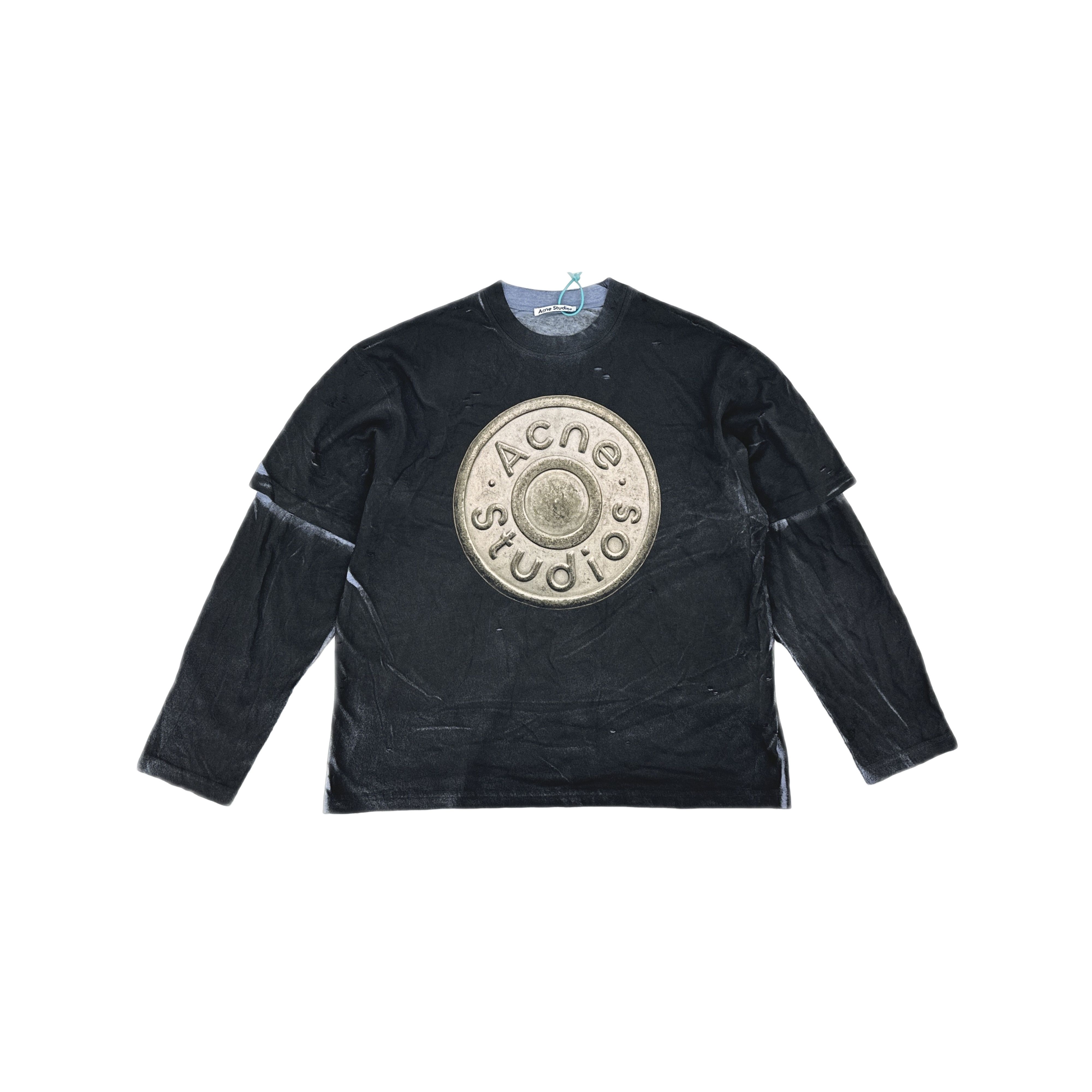 Acne Studios Acne Studios Distressed Button Logo L/S T-Shirt XS Size US XS / EU 42 / 0 - 1 Thumbnail
