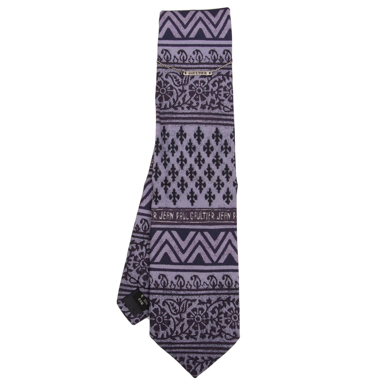 Jean Paul Gaultier Logo Plate Decorative All-Over Pattern Tie in Purple Size ONE SIZE - 1 Thumbnail
