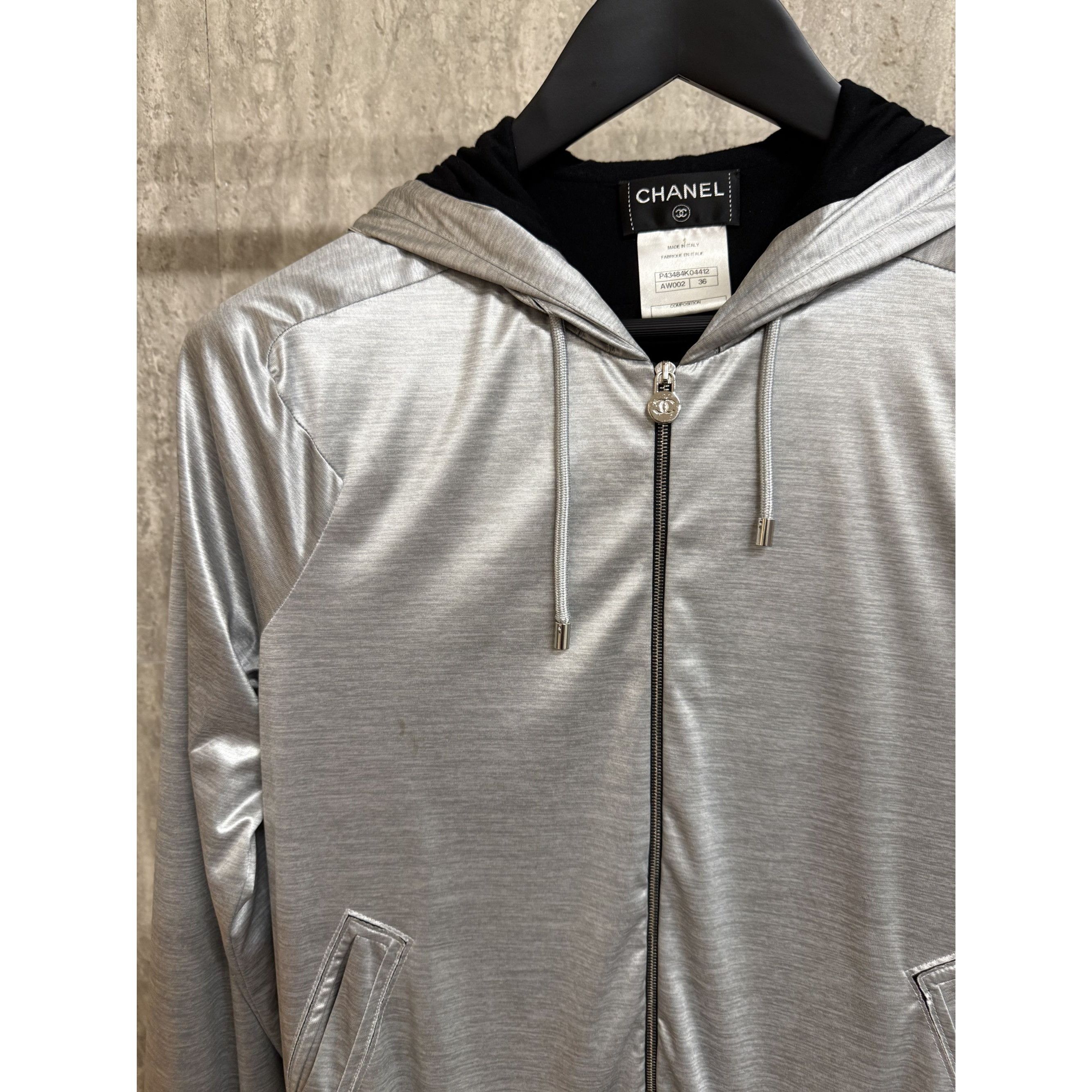 Chanel Chanel Silver Hooded Jacket Size 36 Polyester & Modal Italy Size XS / US 0-2 / IT 36-38 - 7 Thumbnail