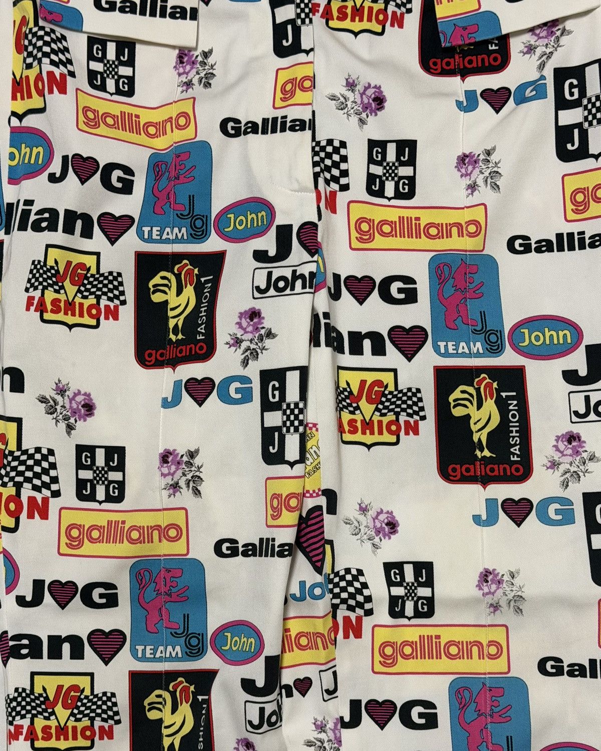 John Galliano JOHN GALLIANO S/S 2002 Graphic Print Bootcut Flared Pants Size 28" / US 6 / IT 42 - 4 Thumbnail