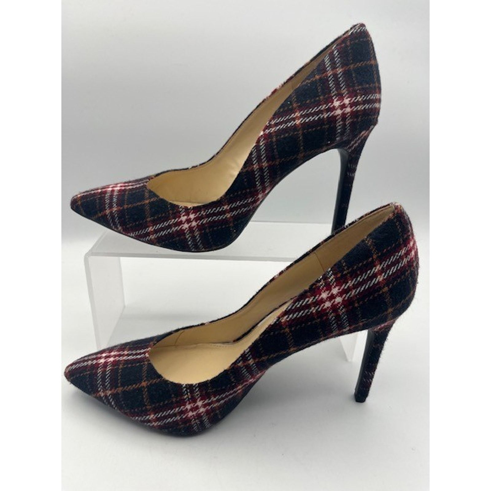 Jessica Simpson Jessica Simpson Haneh Plaid Pumps Heels RED BLACK WHITE Size US 8 / IT 38 - 11 Thumbnail
