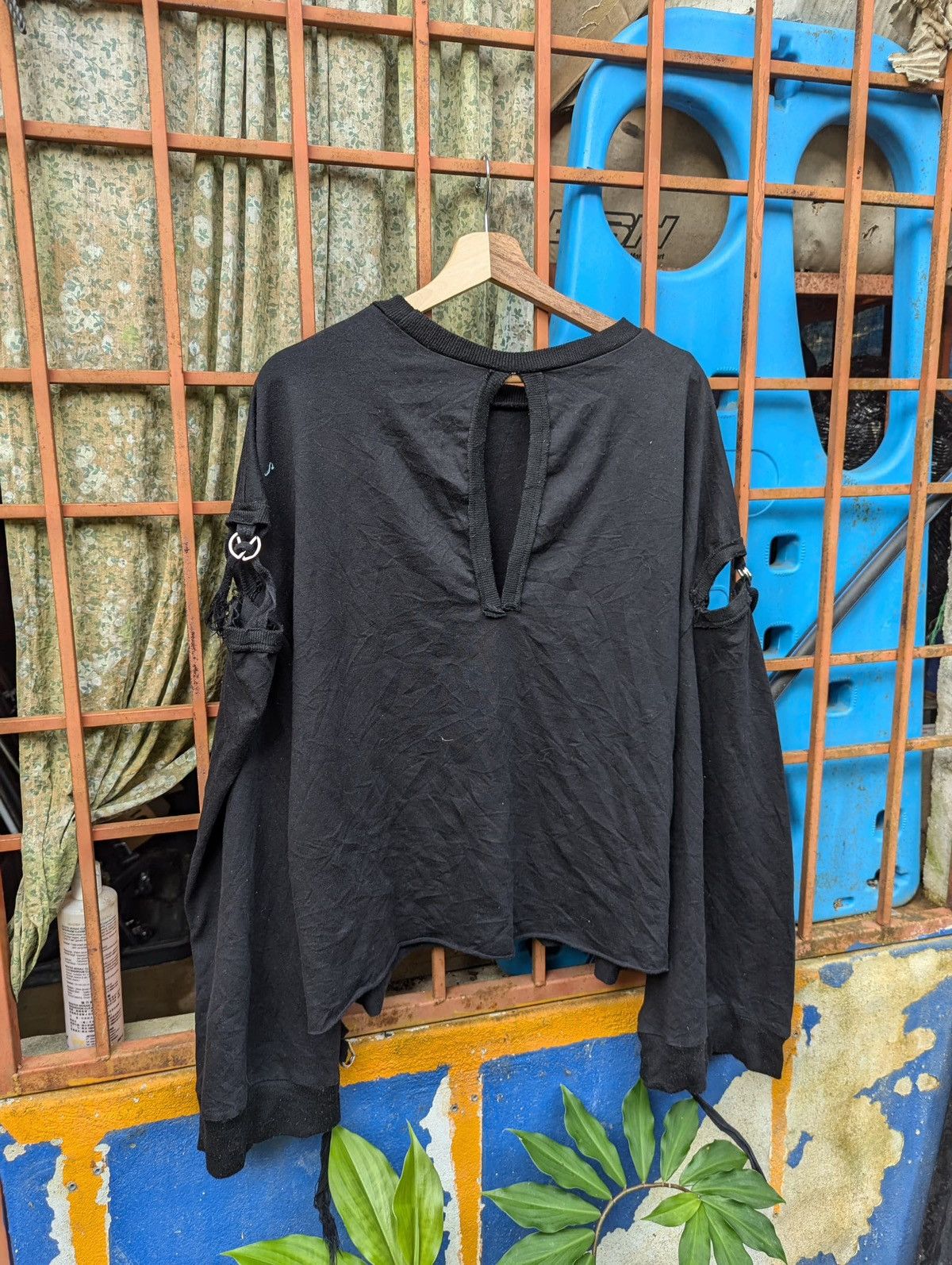 Japanese Brand Punk Rare Design Black Ripped pullover Kim34 Studios Size L / US 10 / IT 46 - 7 Thumbnail