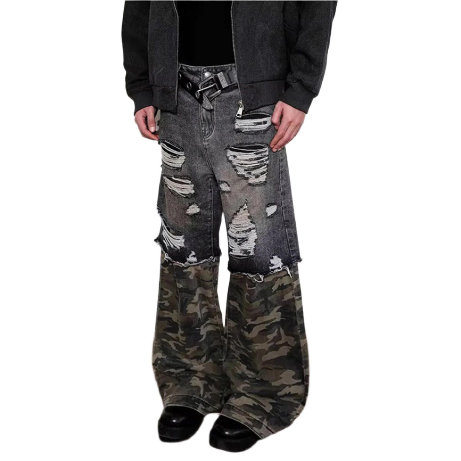 Japanese Brand Dark Camouflage Cargo Jeans Size US 32 / EU 48 - 3 Thumbnail