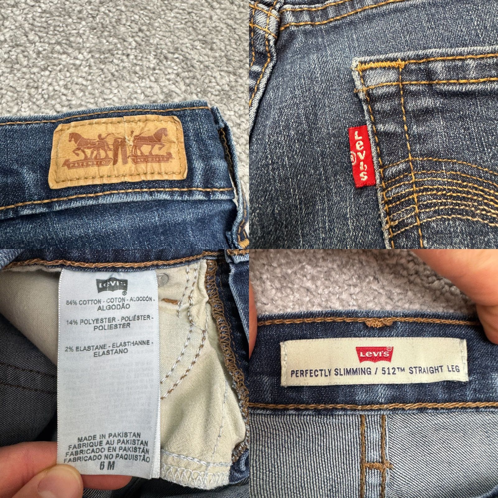 Levi's Levis 512 Slim Straight Jeans Blue Medium Wash 6 Women Denim 27in Waist 31in Inseam - 5-Pocket Button Zip Size 28" / US 6 / IT 42 - 8 Thumbnail