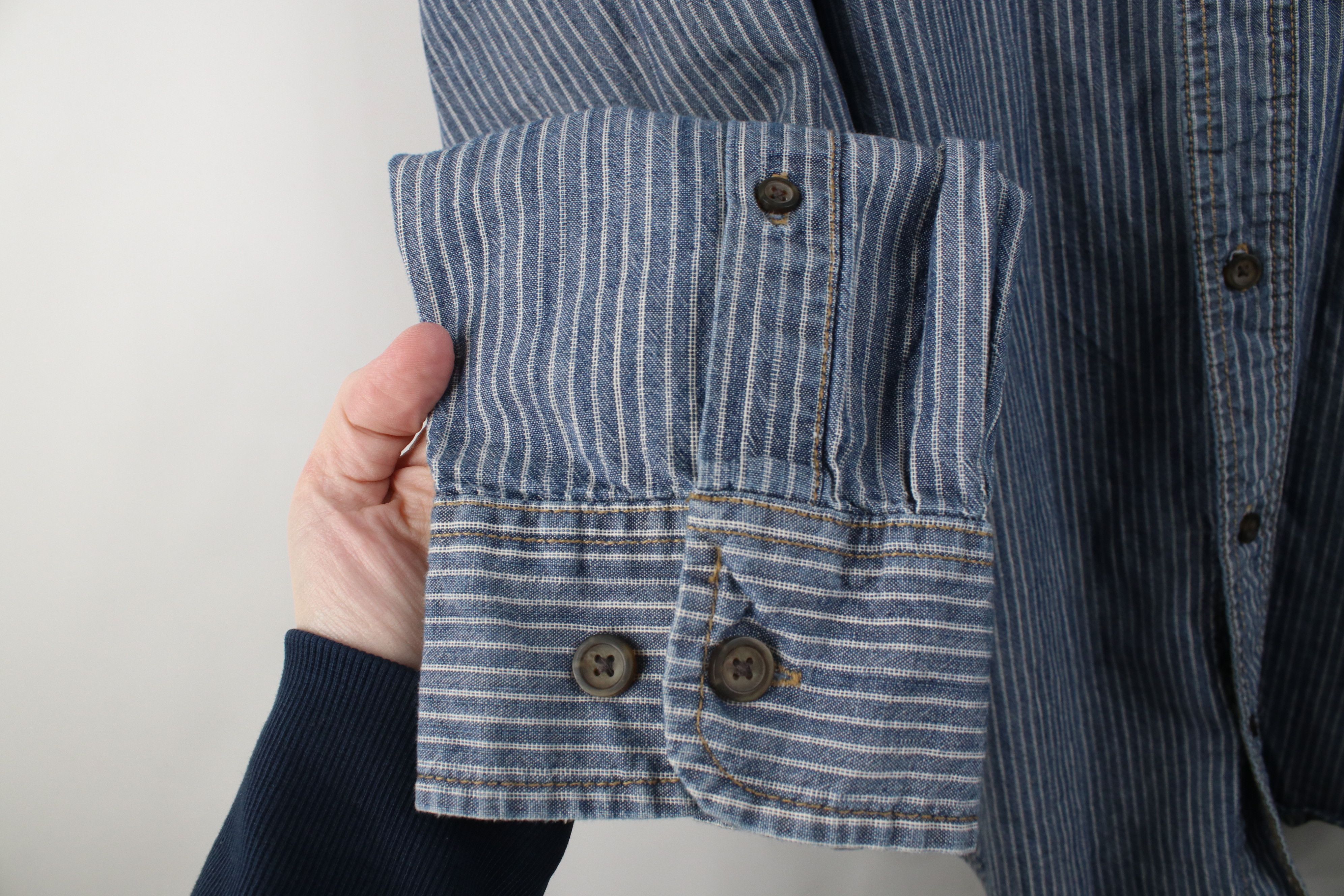 Vintage Vintage 90s Y2K Streetwear Denim Striped Button Down Shirt Size US XXL / EU 58 / 5 - 6 Thumbnail