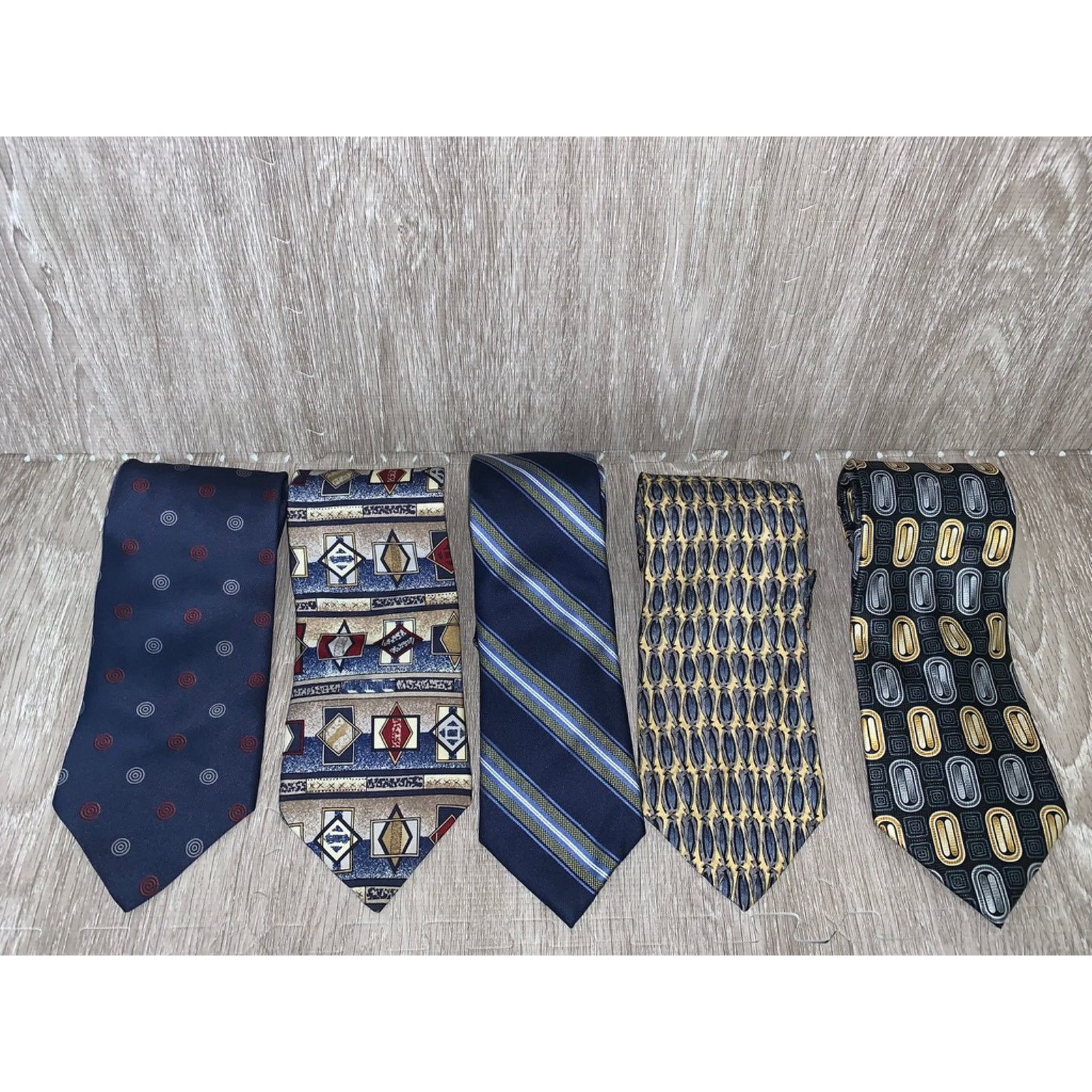 The Unbranded Brand 5 Piece Designer Silk Necktie Set Geometric Multicolor Size ONE SIZE - 1 Thumbnail