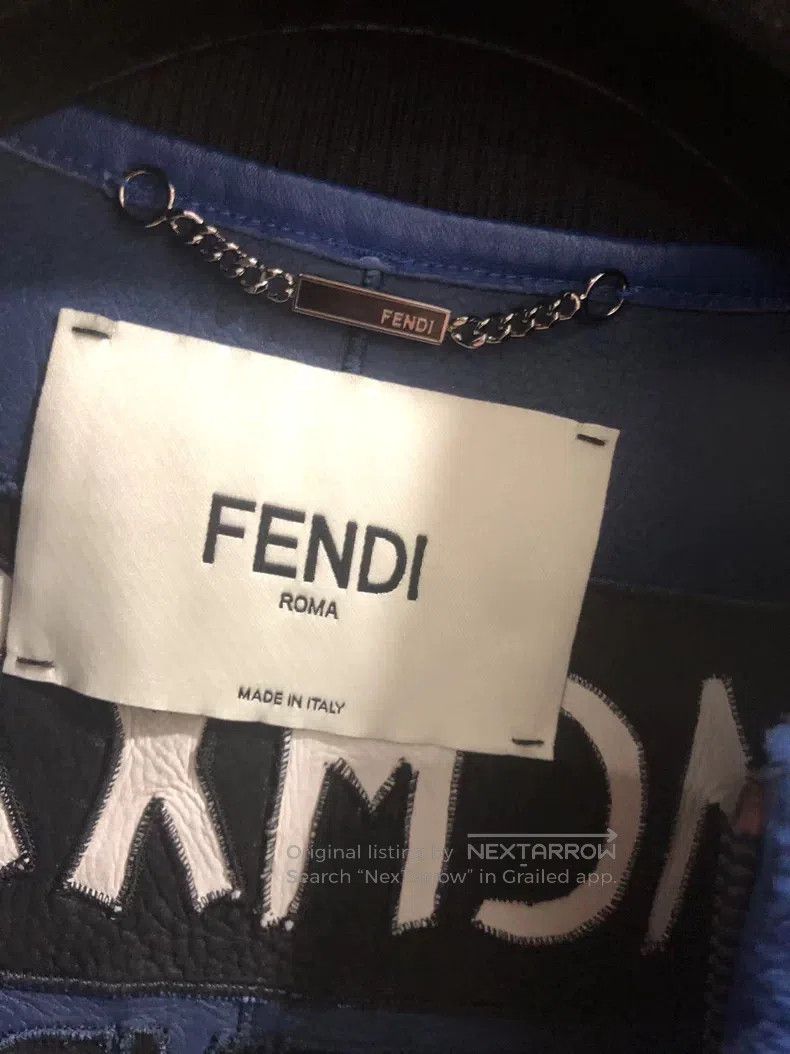 Fendi Fendi White Logo Embossed Leather Sheepskin Jacket Size XS / US 0-2 / IT 36-38 - 4 Thumbnail