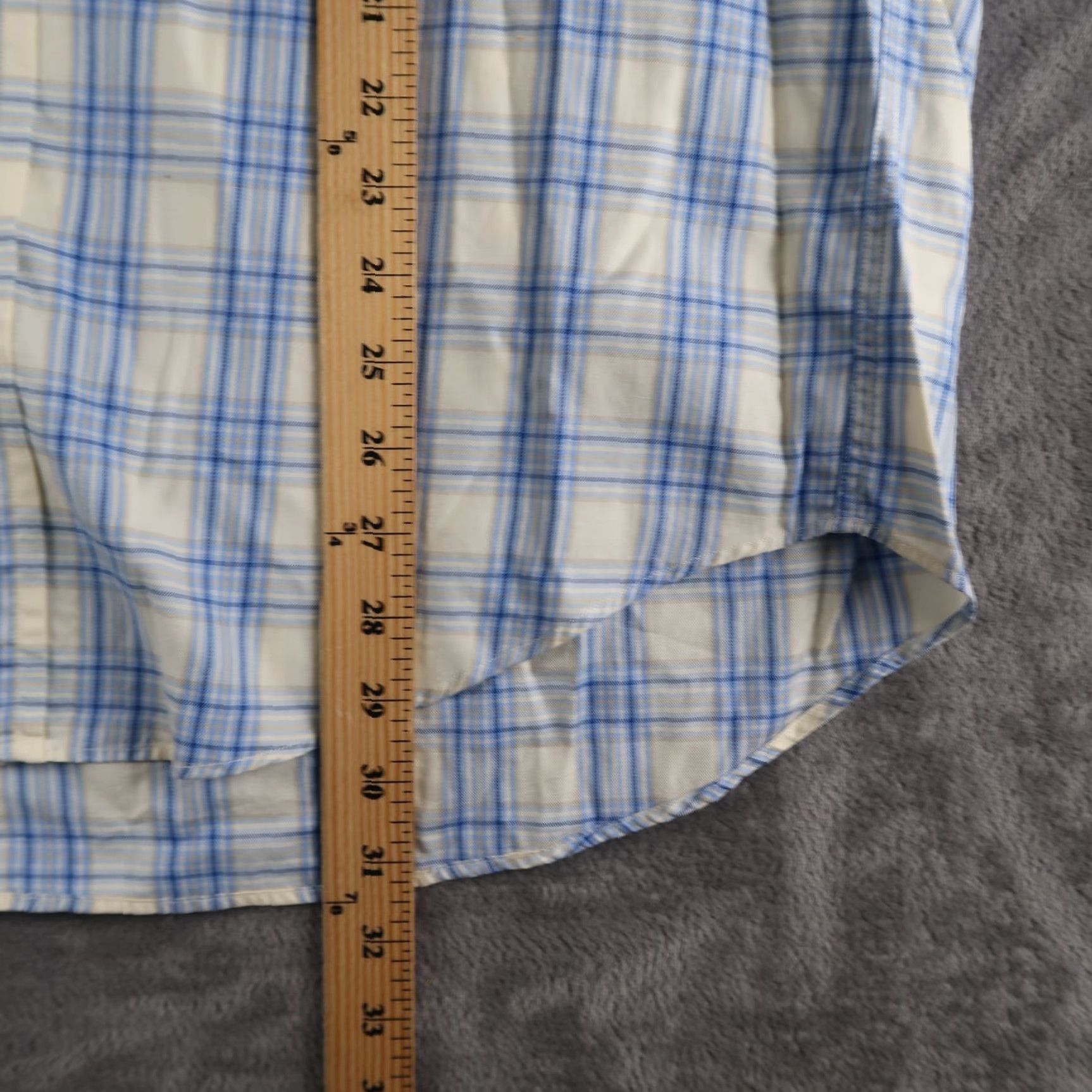 Faconnable Façonnable Men Blue Ivory Plaid Check Long Sleeve Cotton Shirt Sz S Made in USA Size US S / EU 44-46 / 1 - 6 Thumbnail