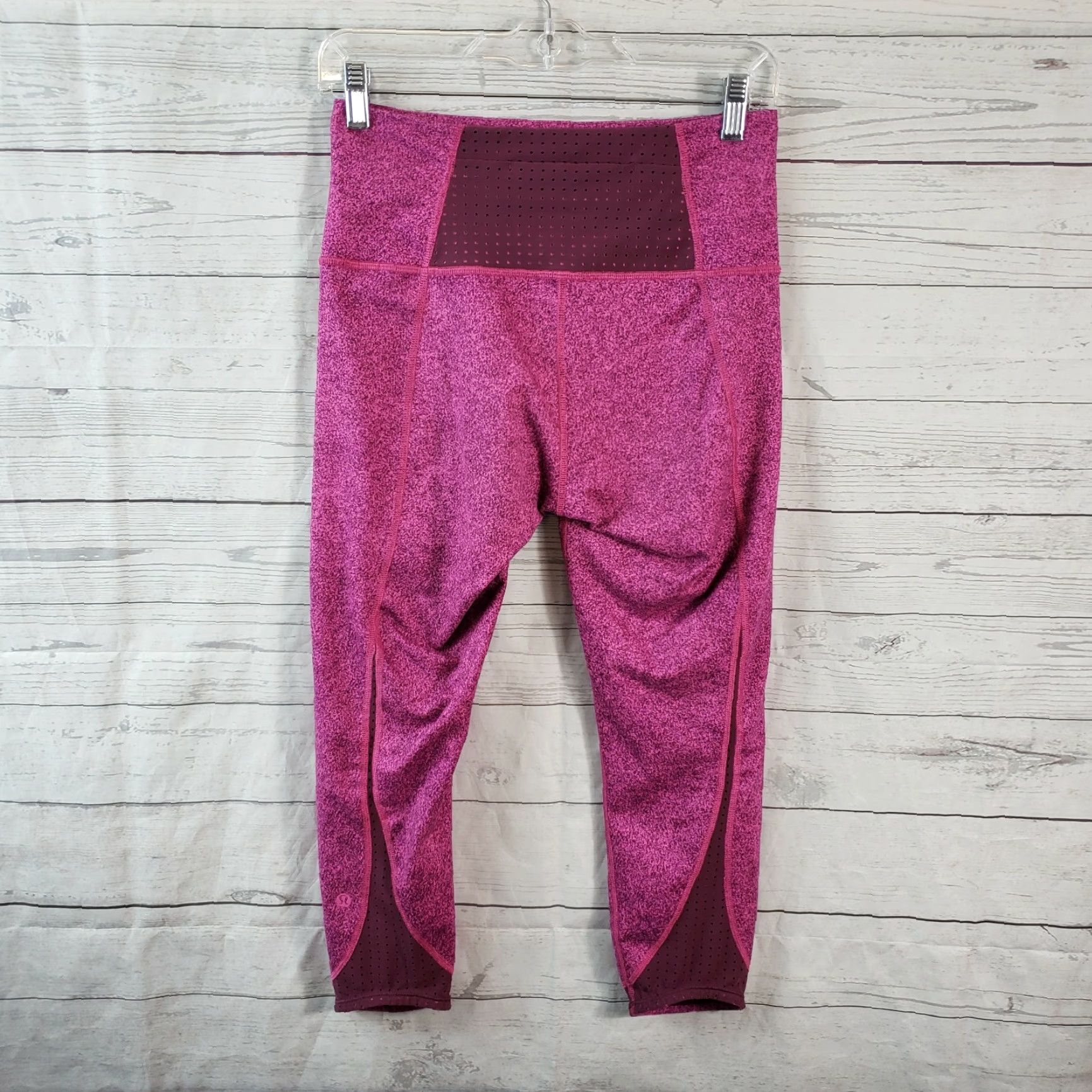 Lululemon Lululemon Womens Transcend Crop Leggings Sz 8 Pink Perforated Pull On Cropped Activewear Womens leggings 8 Pink Size 30" / US 8 / IT 44 - 3 Thumbnail