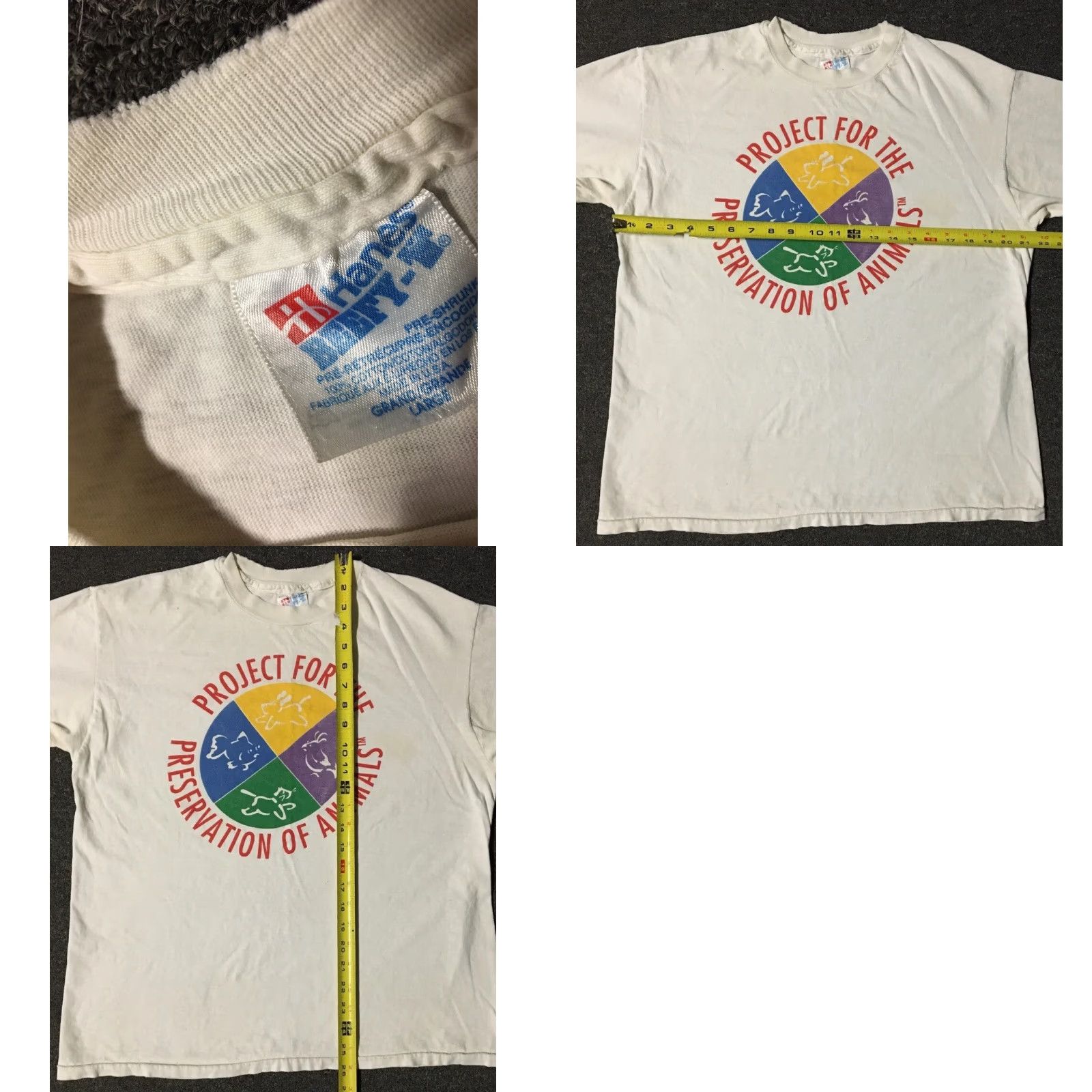 Vintage VINTAGE 90s Project For The Preservation Of Animals T-Shirt M White Distressed Grunge Hip Hop Pet Mascots Mens Size US M / EU 48-50 / 2 - 10 Thumbnail