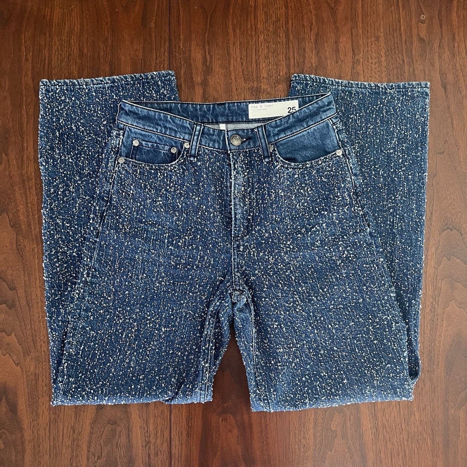 Rag & Bone rag and bone Jeans 25 Logan Mid-Rise Wide Leg Textured Size 25" / US 0 / IT 36 - 2 Thumbnail