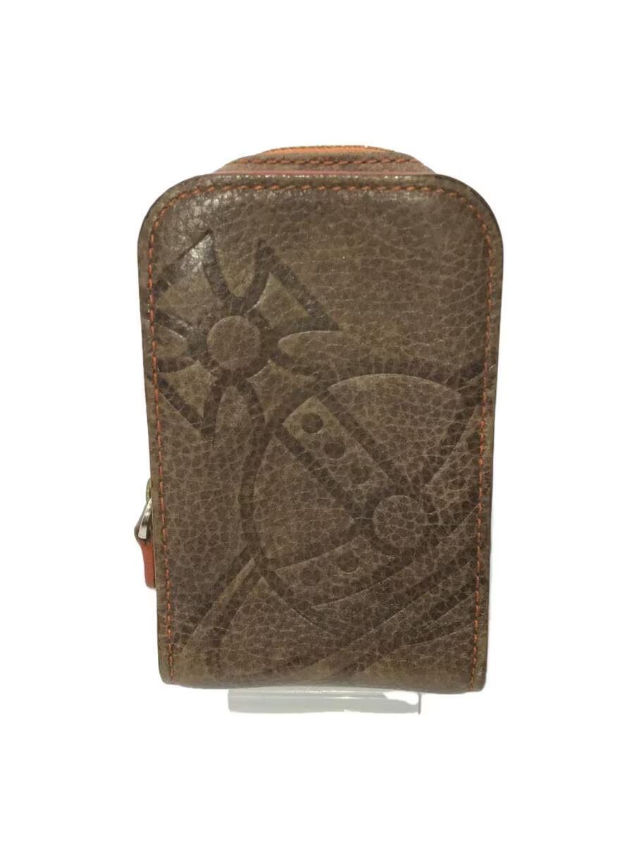 Pre-owned Vivienne Westwood Orb Embossed Leather Cigarette Case In Brown