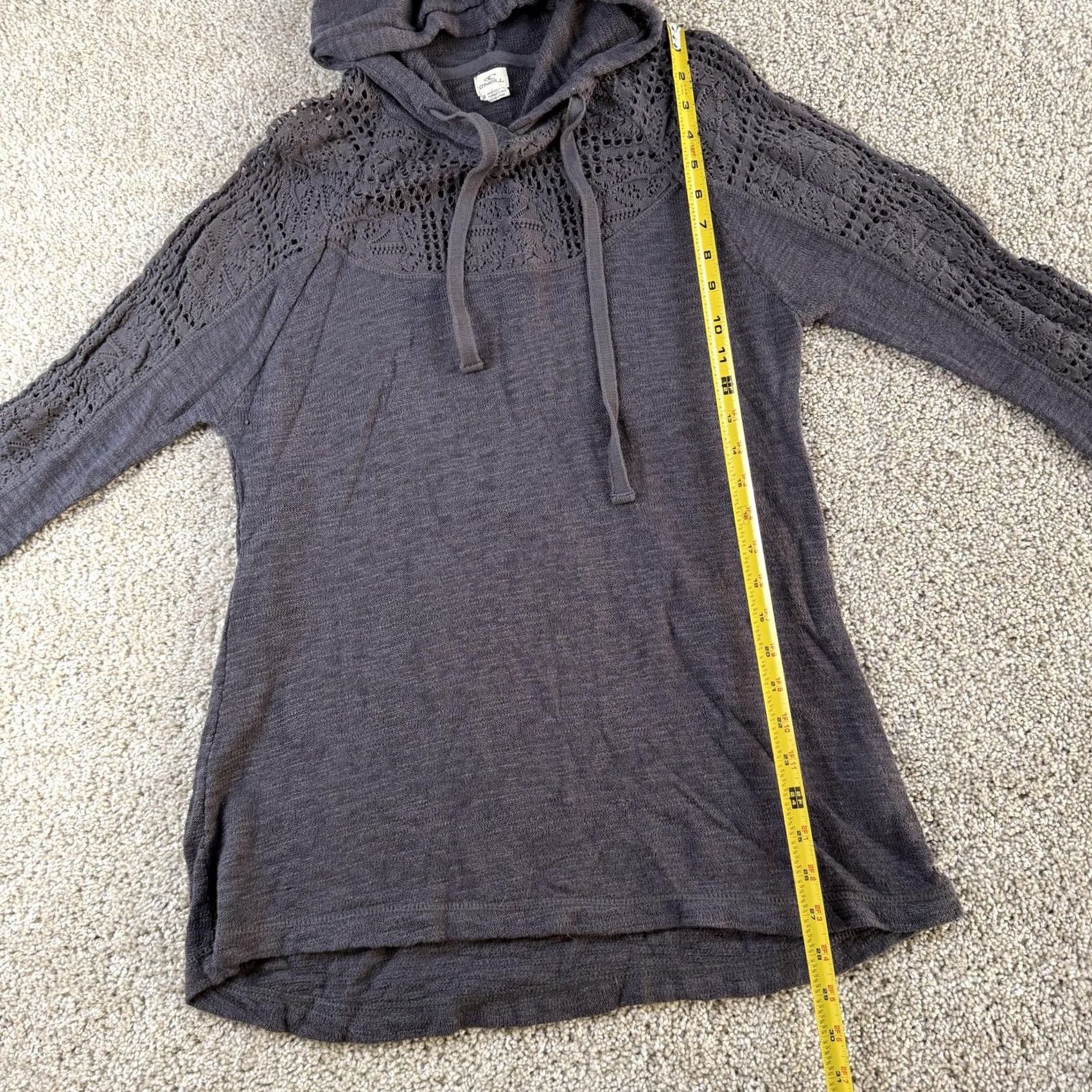 O'Neill O'Neill Womens Medium Gray Hooded Crochet Knit Lightweight Pullover Sweater Size M / US 6-8 / IT 42-44 - 5 Thumbnail