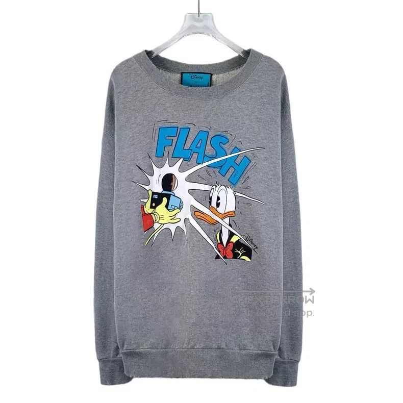 Gucci Gucci Gray letter Donald Duck printed cotton round-neck lo Size US XS / EU 42 / 0 - 1 Thumbnail