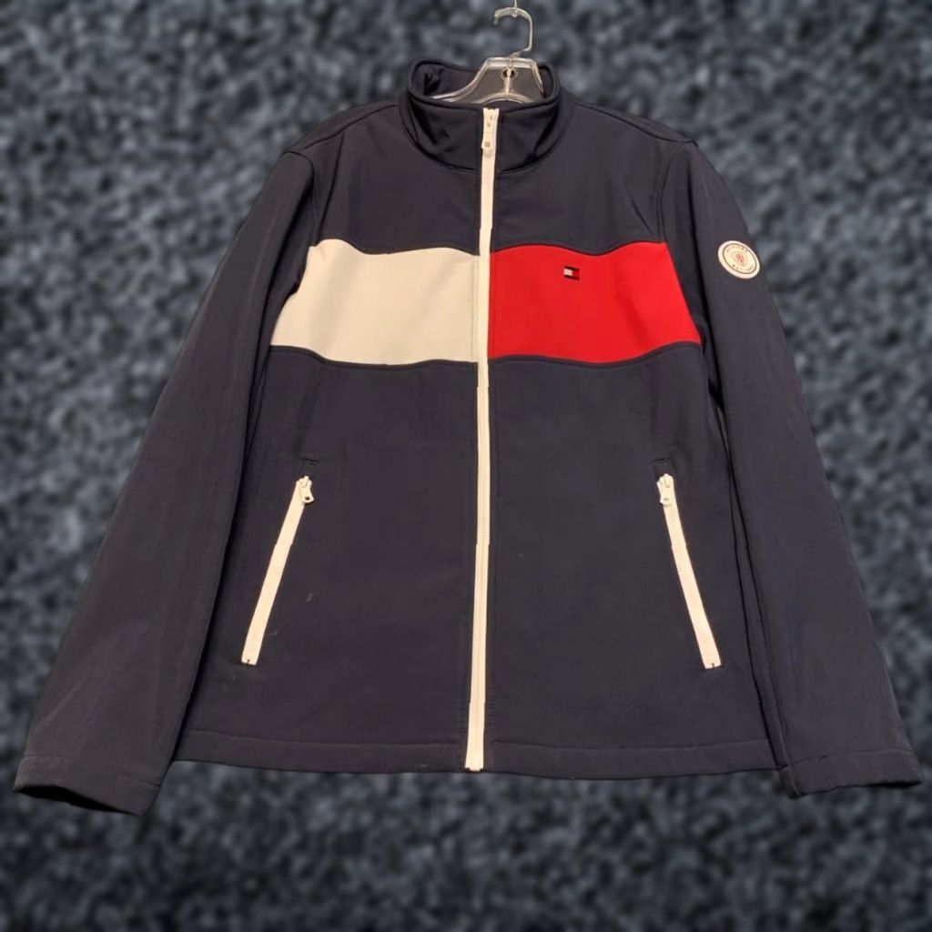 Tommy Hilfiger Tommy Hilfiger Softshell Jacket Men Small Blue Colorblock Fleece Lined Mock Neck Size US S / EU 44-46 / 1 - 1 Thumbnail