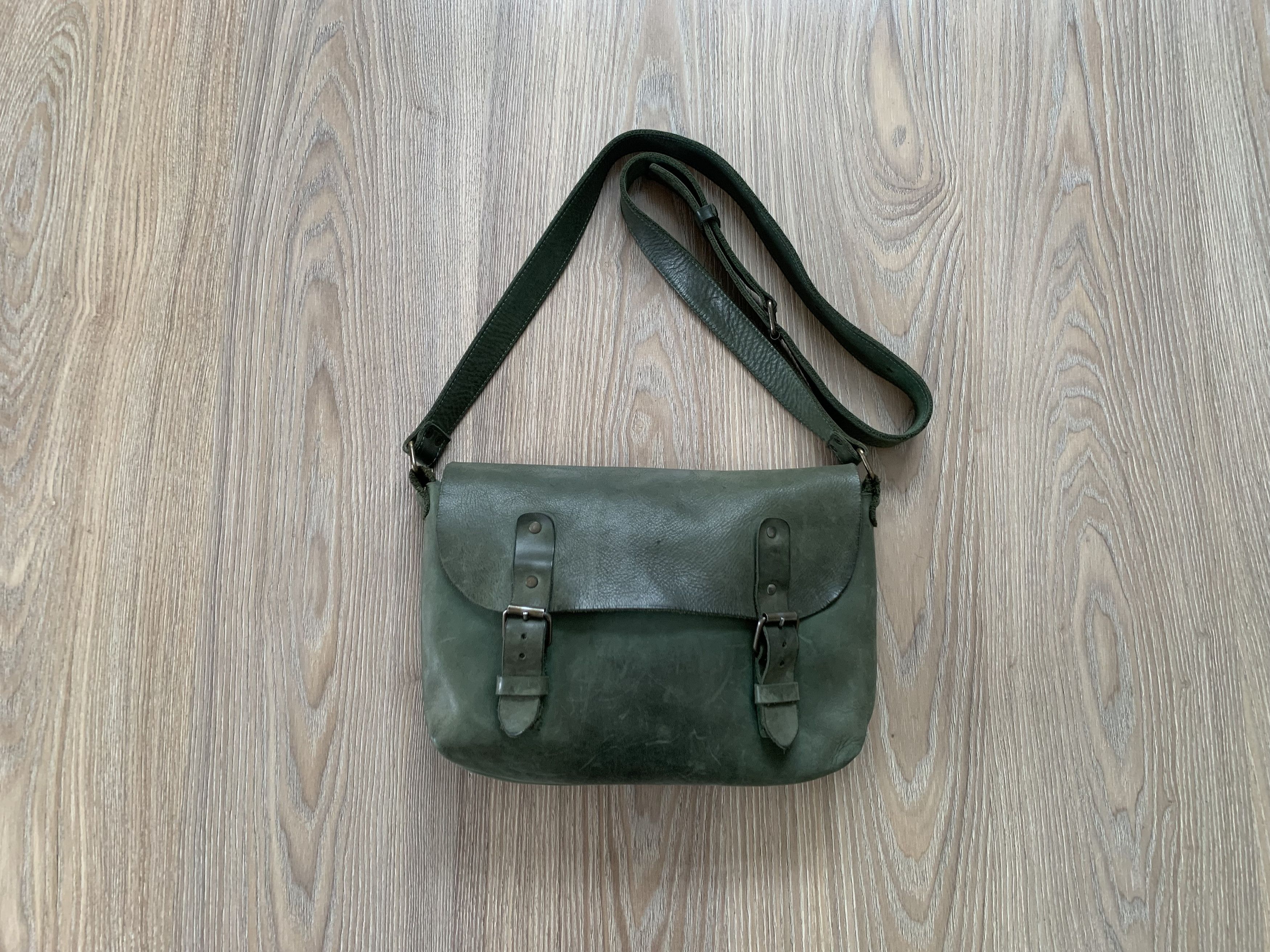 Other Hand Made Retro Vintage Green Leather Courier Messenger Bag Size ONE SIZE - 2 Thumbnail