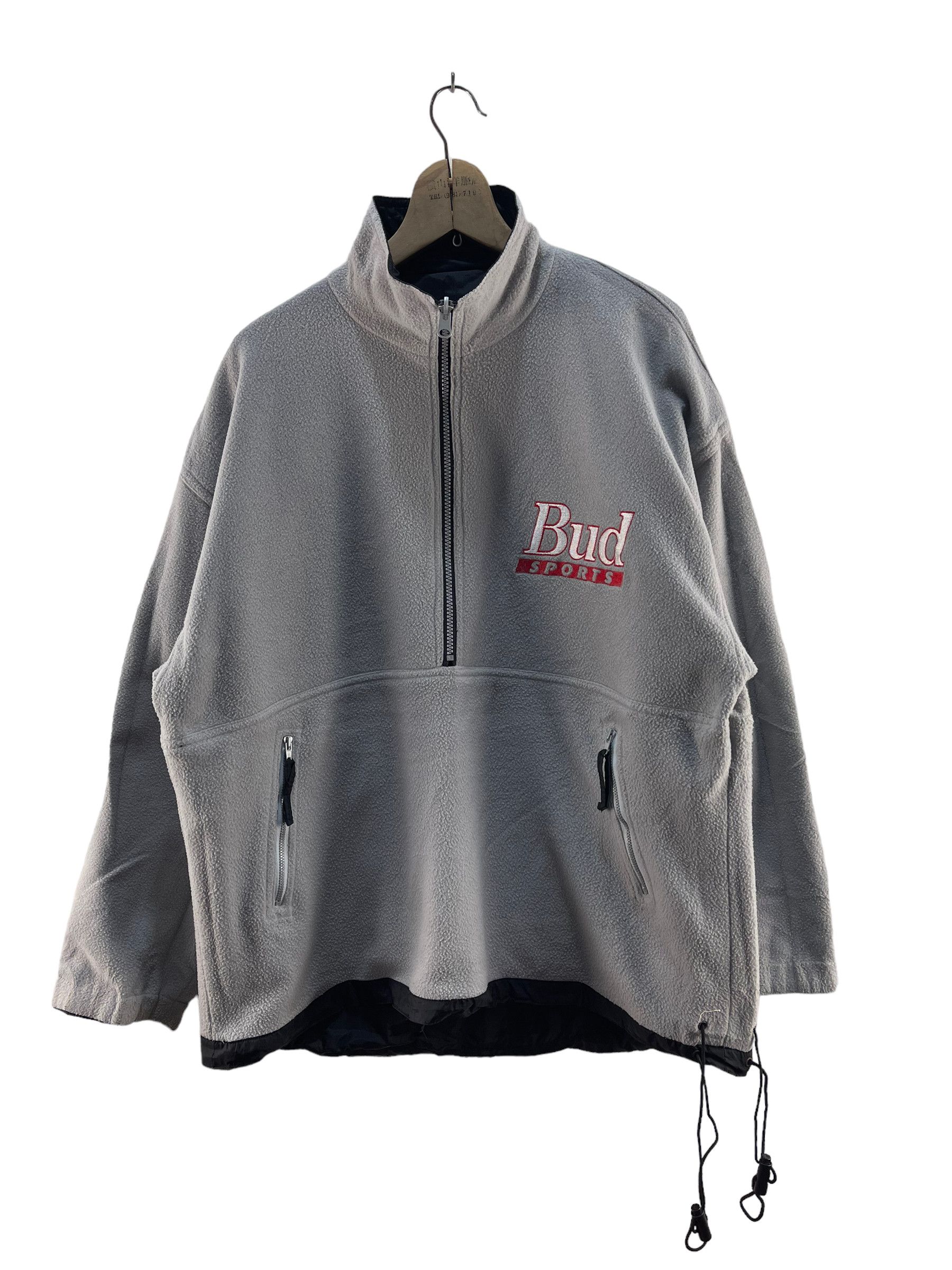image of Vintage Budweiser Sport Reversible Jacket in Grey, Men's (Size Medium)