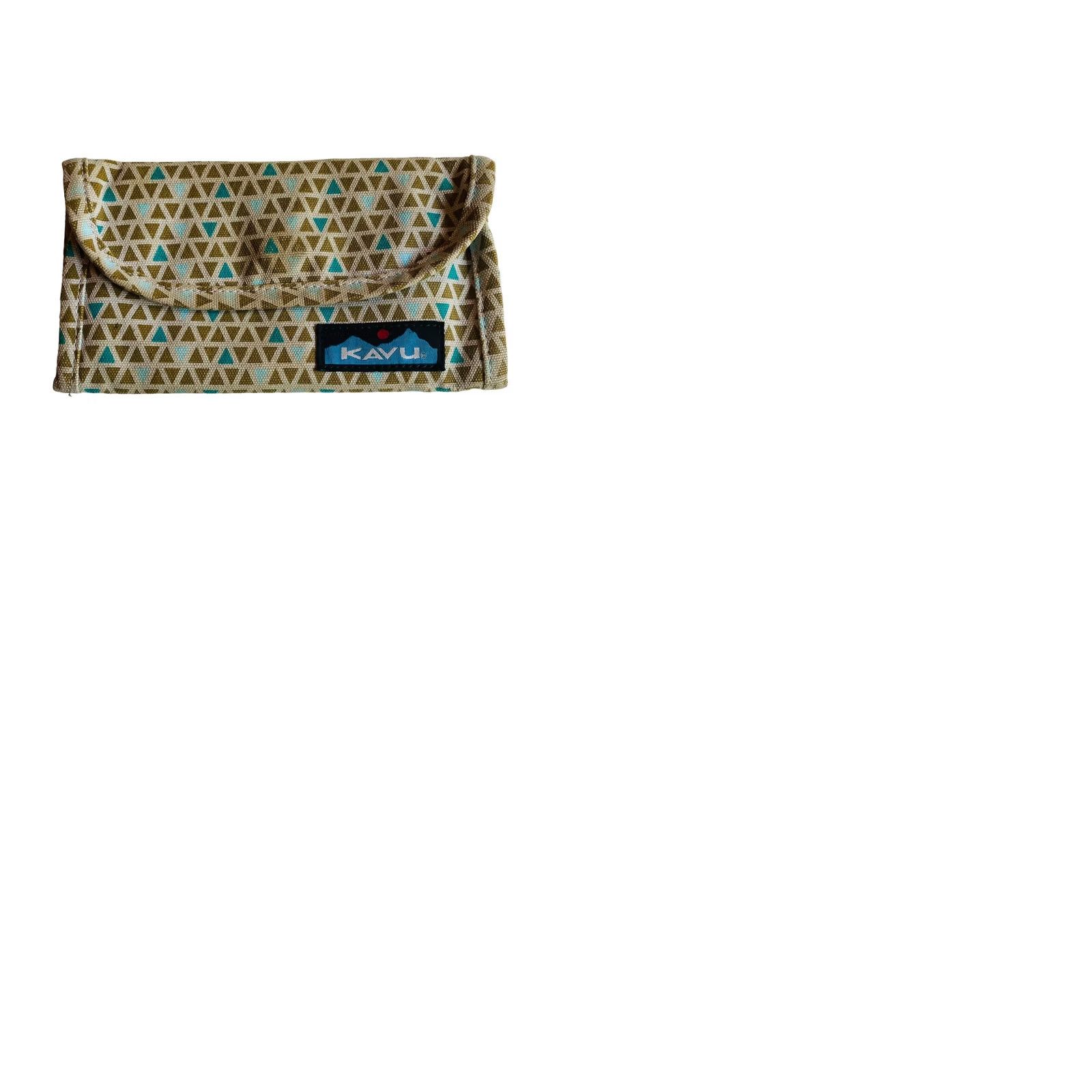 KAVU VINTAGE KAVU Wallet Big Spender Tri Fold Brown Blue Triangle Shapes Design Women’s Size ONE SIZE - 11 Thumbnail