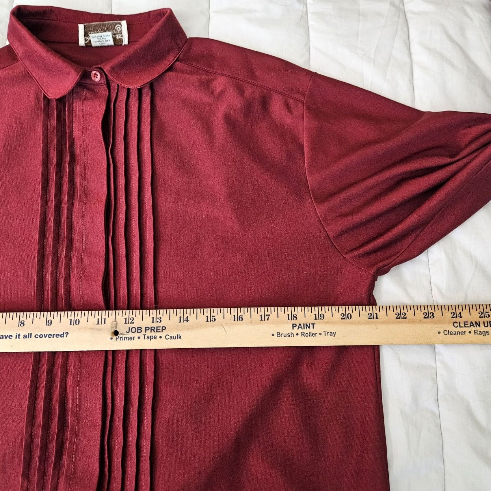 Oscar De La Renta VINTAGE Oscar De La Renta Button-Up Shirt Women 14 Burgundy Red Solid Long Sleeve All Seasons Regular Carrying No N/A Size XL / US 12-14 / IT 48-50 - 3 Thumbnail