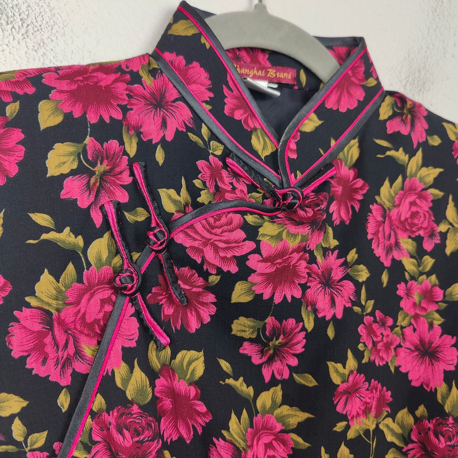 Other Shanghai Brand Top Womens Medium Black Pink Floral Silk Size M / US 6-8 / IT 42-44 - 2 Thumbnail